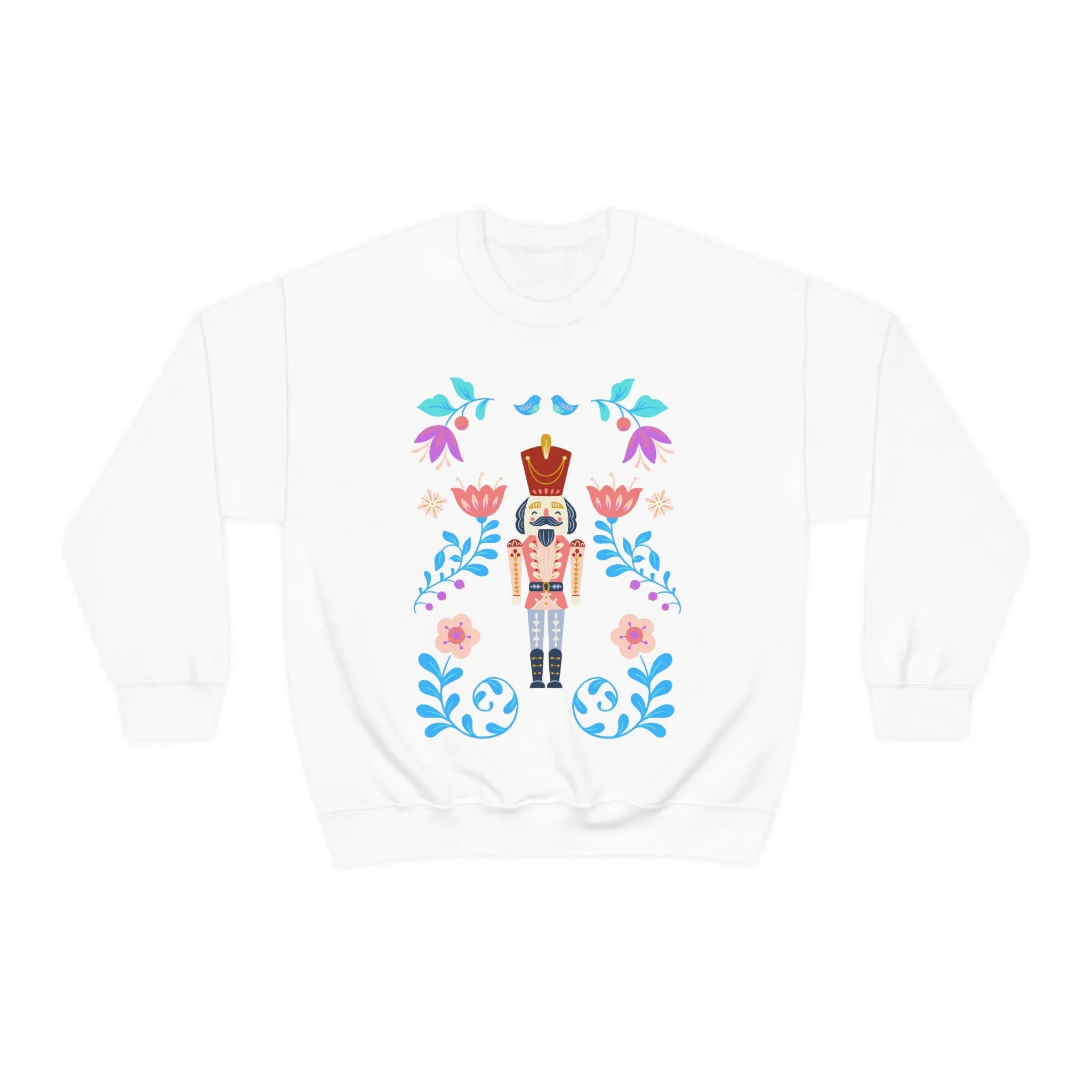 Nutcracker Modern Sweatshirt, Blue Nutcracker Sweatshirt, Trendy Christmas Minimalist  Sweatshirt, Xmas Crewneck Bright Color Crew
