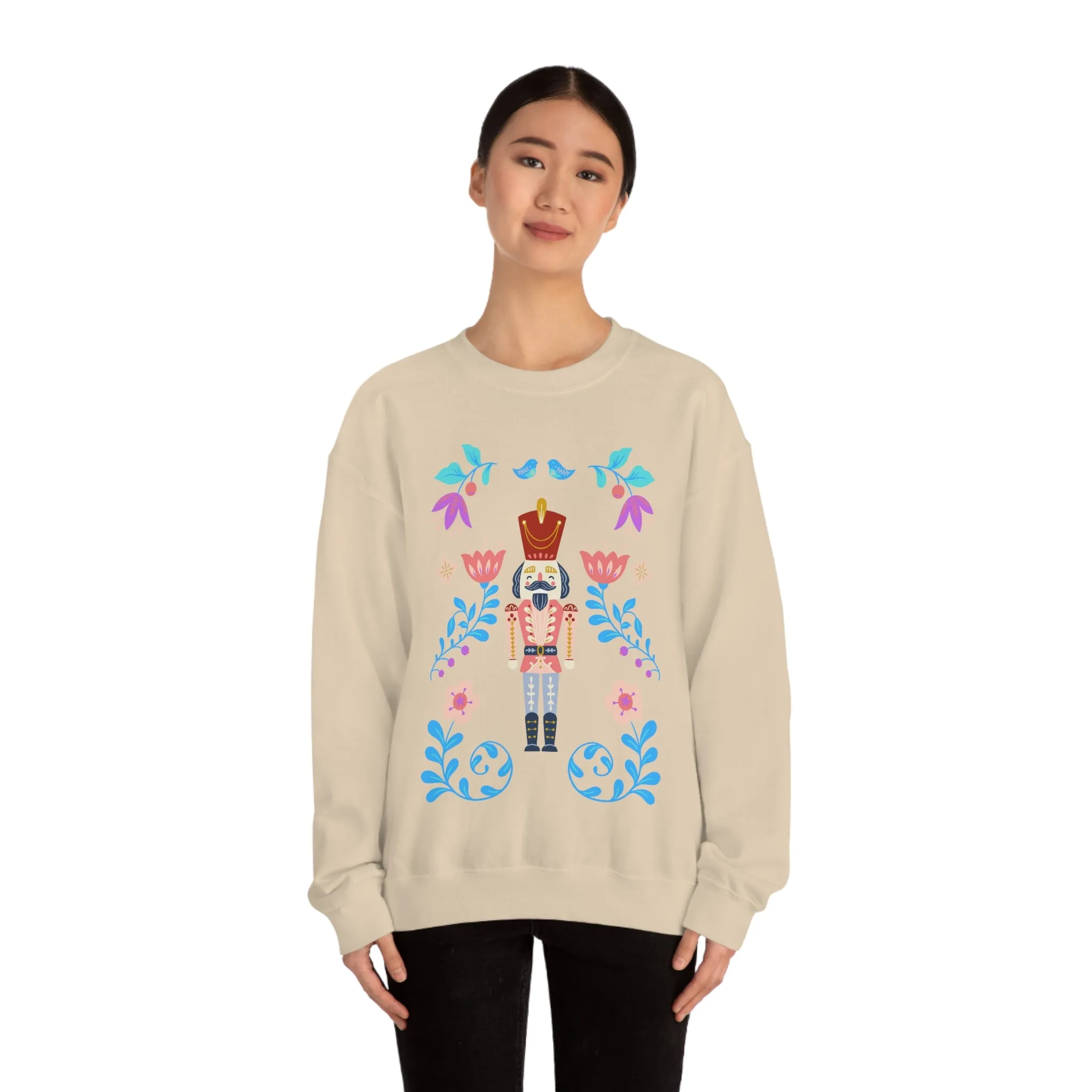 Nutcracker Modern Sweatshirt, Blue Nutcracker Sweatshirt, Trendy Christmas Minimalist  Sweatshirt, Xmas Crewneck Bright Color Crew
