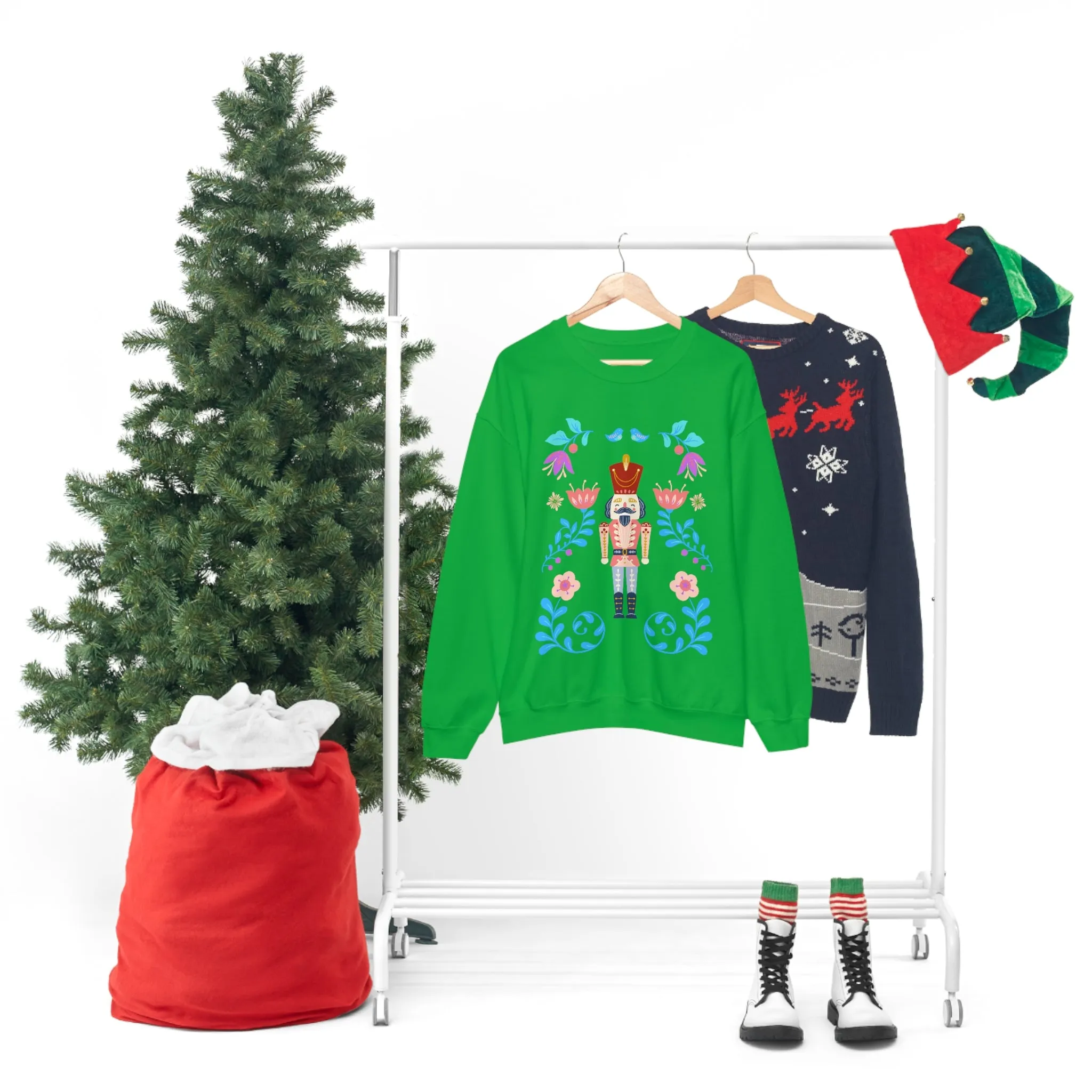 Nutcracker Modern Sweatshirt, Blue Nutcracker Sweatshirt, Trendy Christmas Minimalist  Sweatshirt, Xmas Crewneck Bright Color Crew