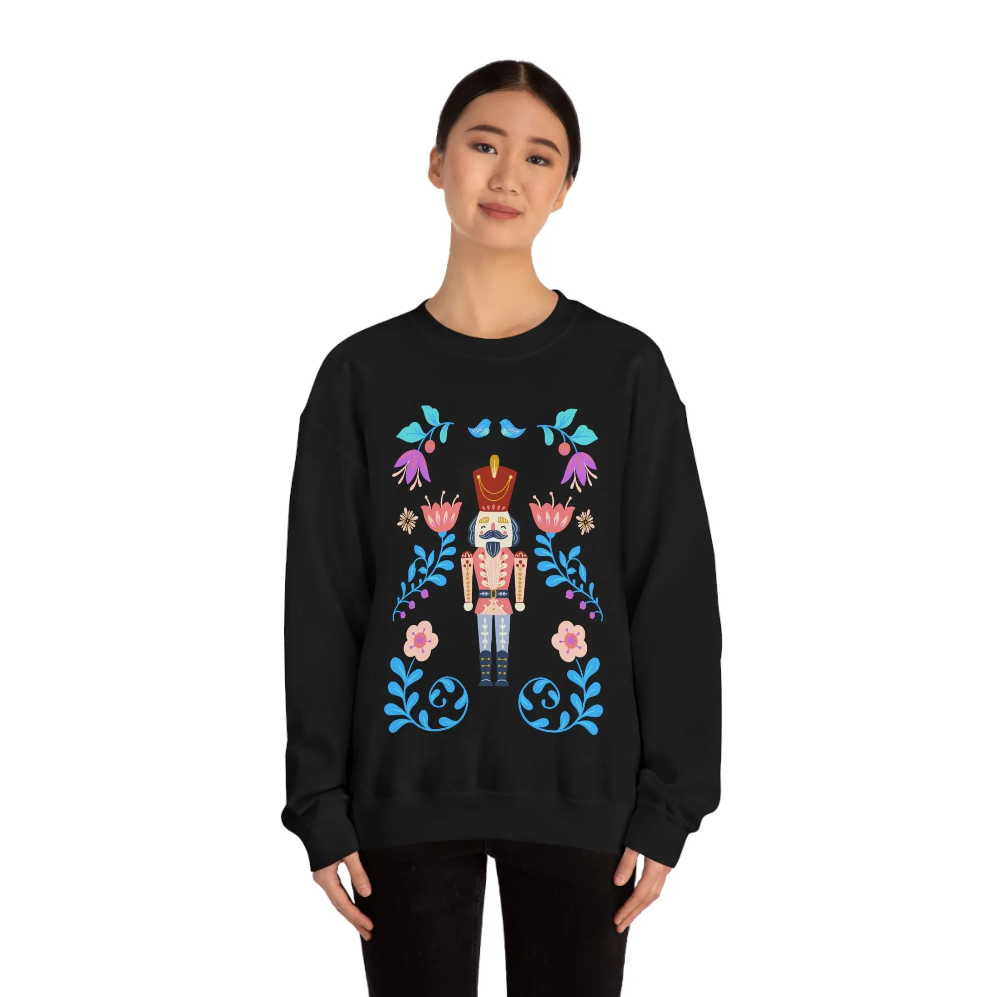 Nutcracker Modern Sweatshirt, Blue Nutcracker Sweatshirt, Trendy Christmas Minimalist  Sweatshirt, Xmas Crewneck Bright Color Crew