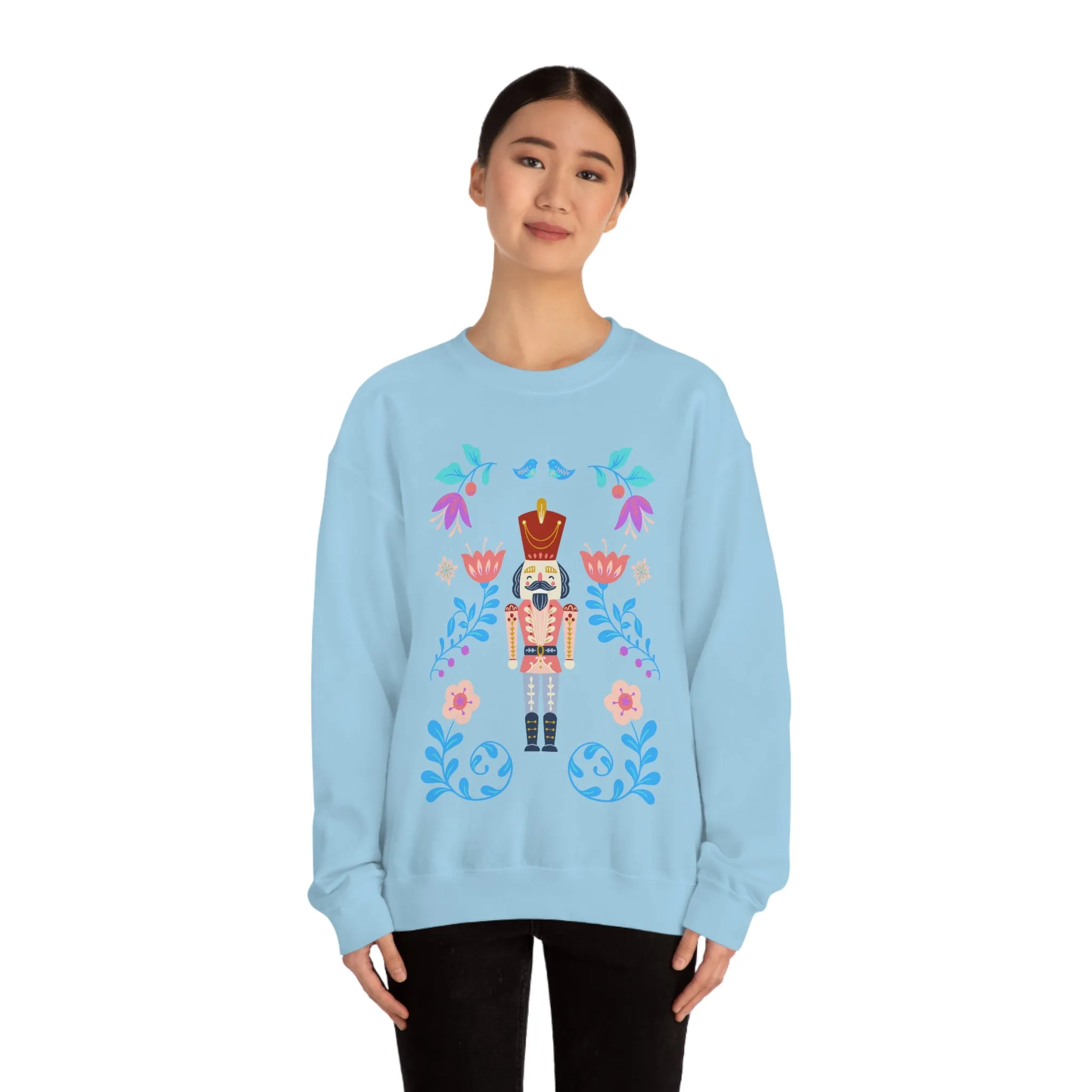 Nutcracker Modern Sweatshirt, Blue Nutcracker Sweatshirt, Trendy Christmas Minimalist  Sweatshirt, Xmas Crewneck Bright Color Crew