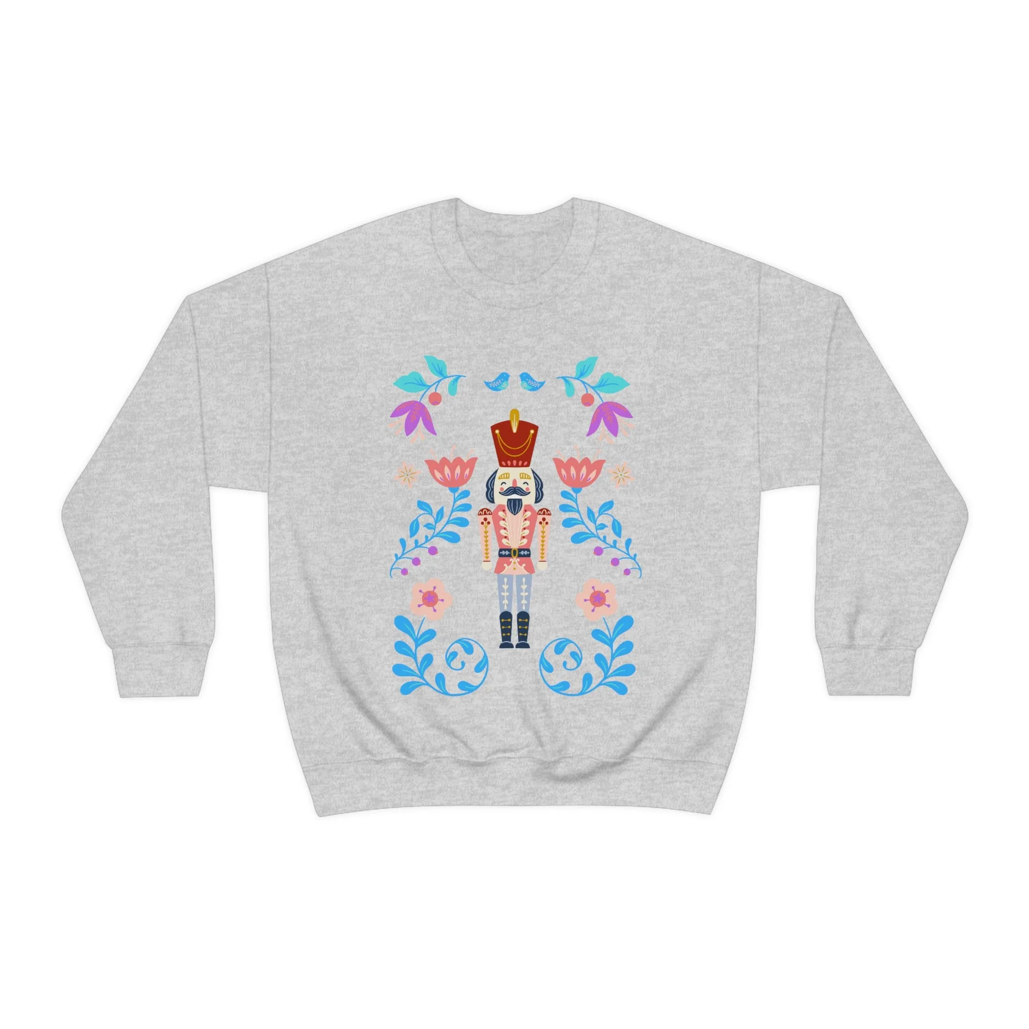 Nutcracker Modern Sweatshirt, Blue Nutcracker Sweatshirt, Trendy Christmas Minimalist  Sweatshirt, Xmas Crewneck Bright Color Crew