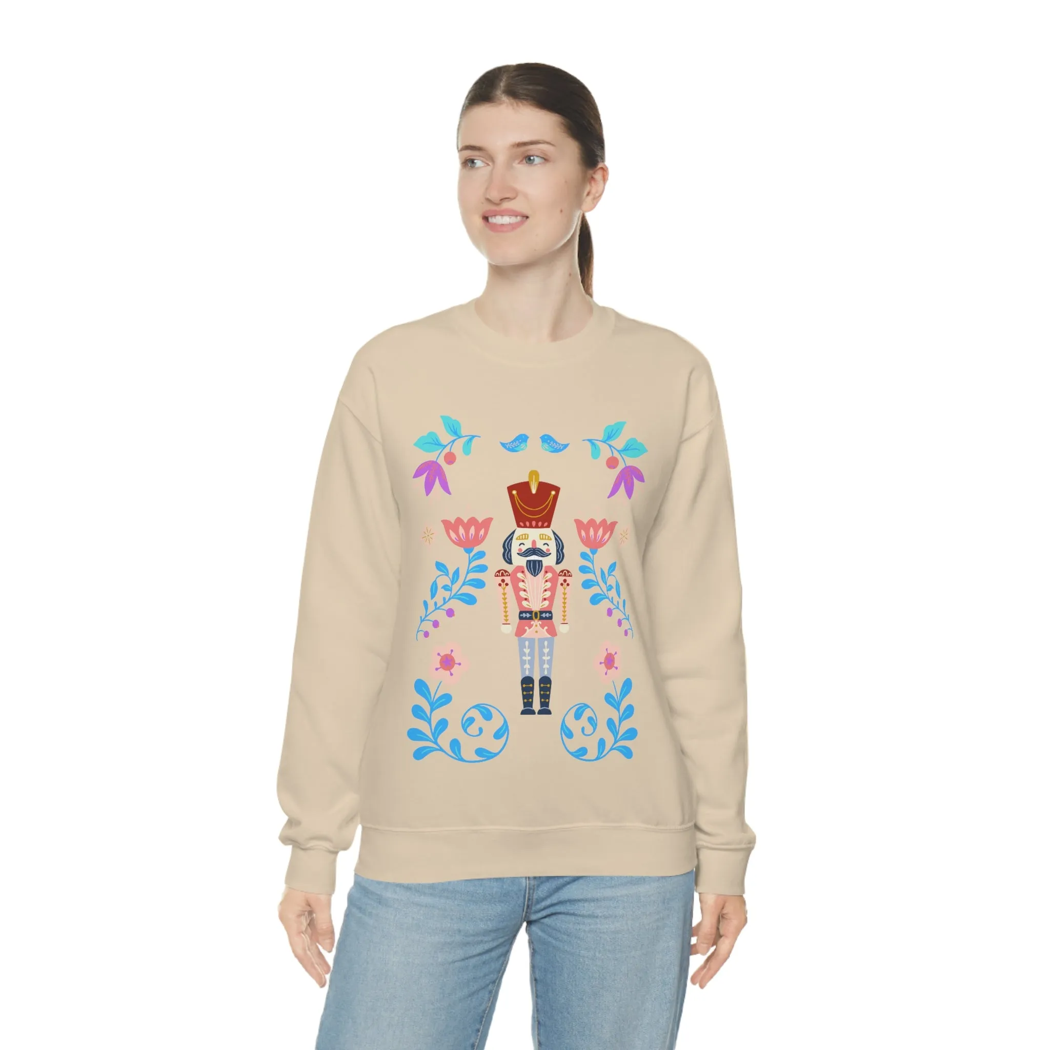 Nutcracker Modern Sweatshirt, Blue Nutcracker Sweatshirt, Trendy Christmas Minimalist  Sweatshirt, Xmas Crewneck Bright Color Crew
