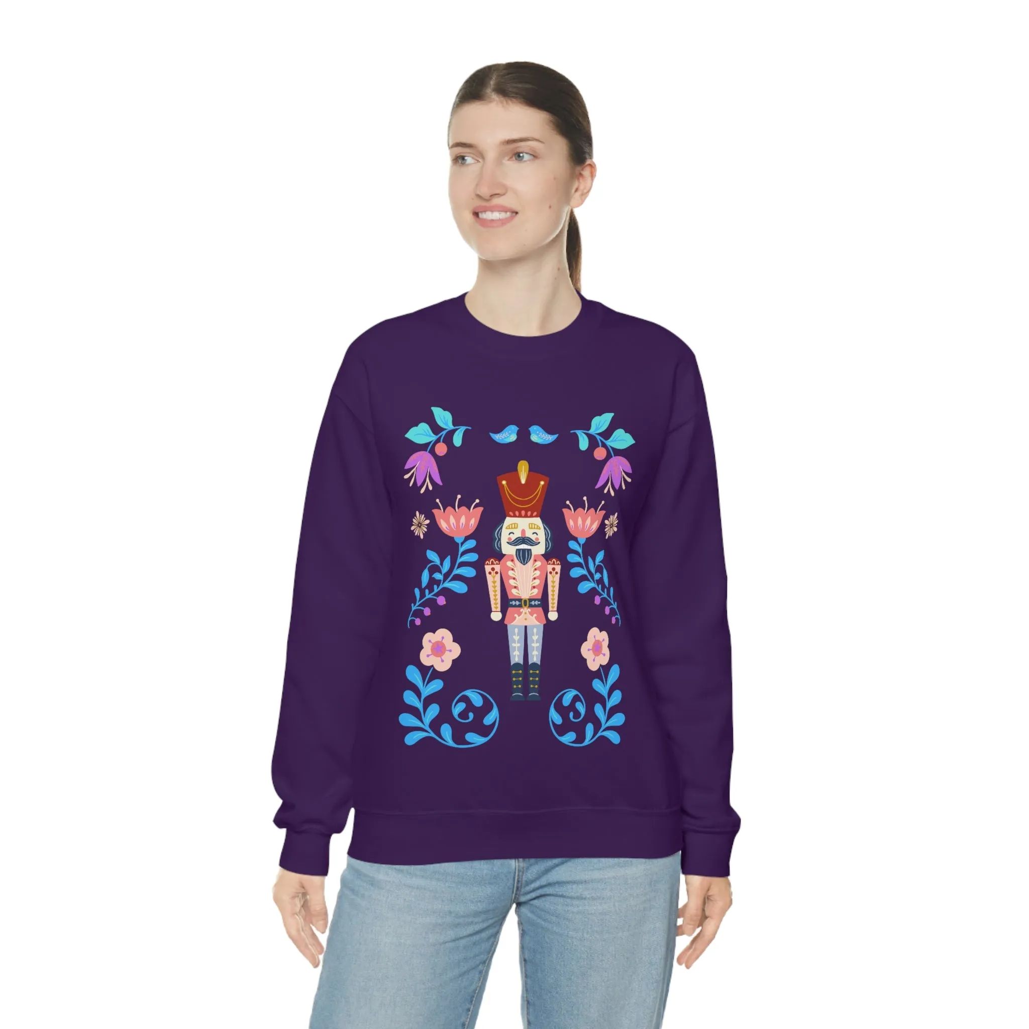 Nutcracker Modern Sweatshirt, Blue Nutcracker Sweatshirt, Trendy Christmas Minimalist  Sweatshirt, Xmas Crewneck Bright Color Crew
