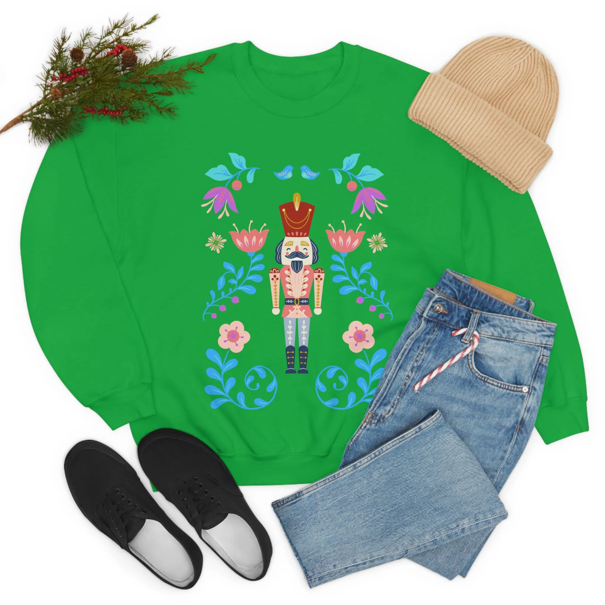 Nutcracker Modern Sweatshirt, Blue Nutcracker Sweatshirt, Trendy Christmas Minimalist  Sweatshirt, Xmas Crewneck Bright Color Crew