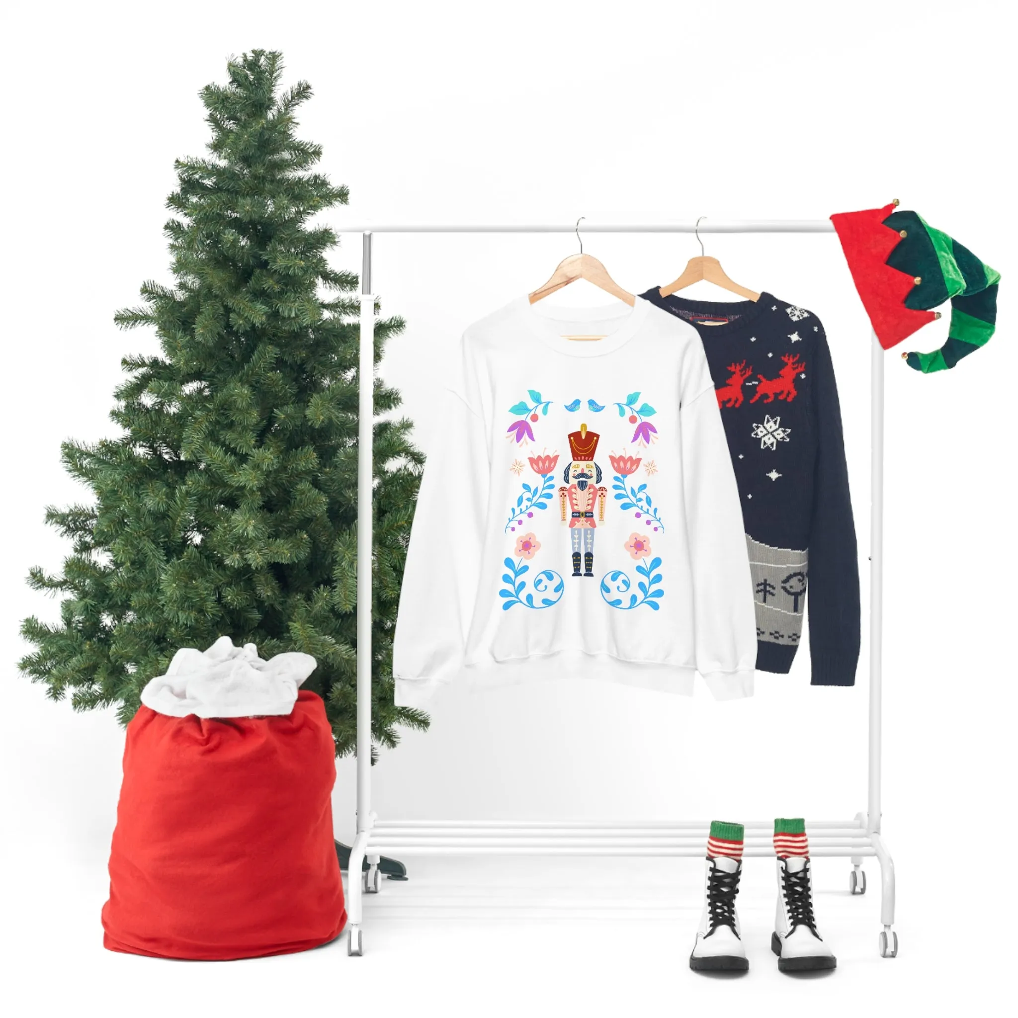 Nutcracker Modern Sweatshirt, Blue Nutcracker Sweatshirt, Trendy Christmas Minimalist  Sweatshirt, Xmas Crewneck Bright Color Crew