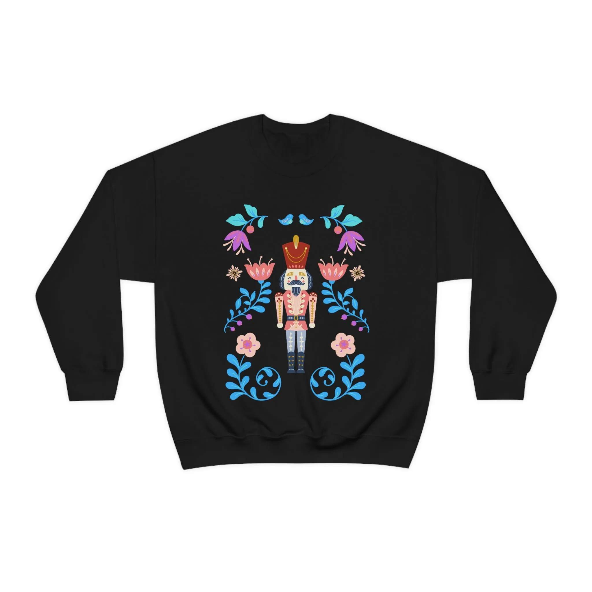 Nutcracker Modern Sweatshirt, Blue Nutcracker Sweatshirt, Trendy Christmas Minimalist  Sweatshirt, Xmas Crewneck Bright Color Crew