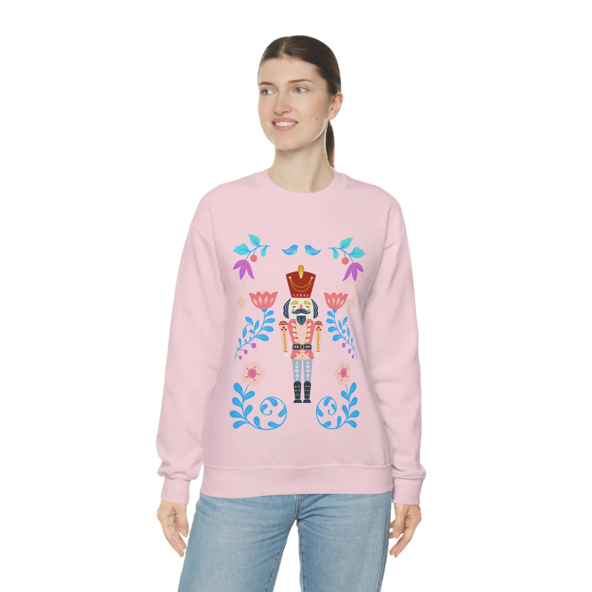 Nutcracker Modern Sweatshirt, Blue Nutcracker Sweatshirt, Trendy Christmas Minimalist  Sweatshirt, Xmas Crewneck Bright Color Crew