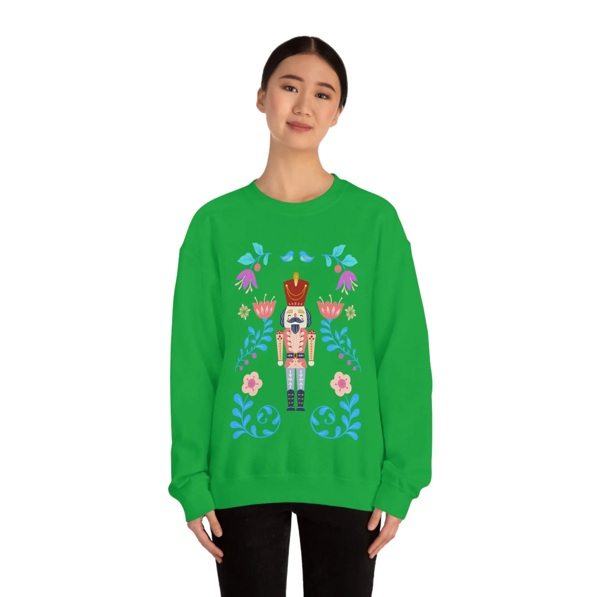Nutcracker Modern Sweatshirt, Blue Nutcracker Sweatshirt, Trendy Christmas Minimalist  Sweatshirt, Xmas Crewneck Bright Color Crew