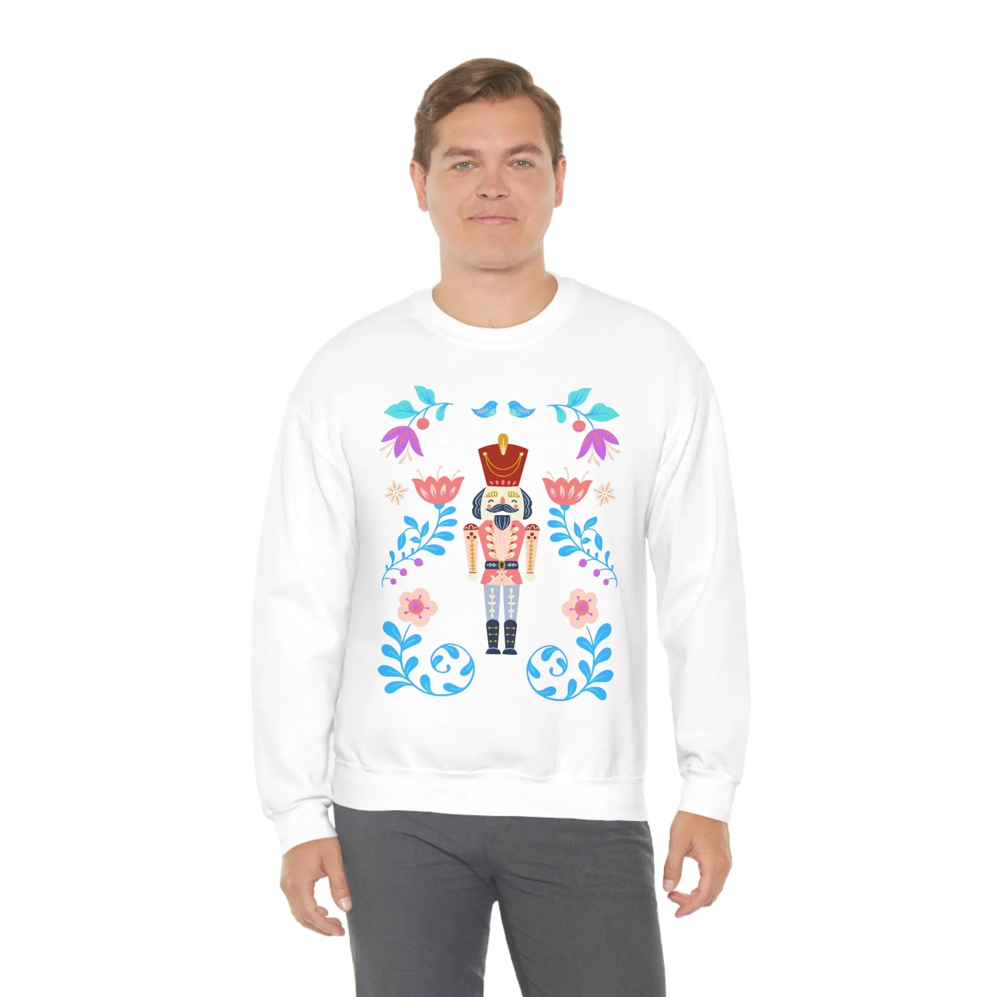 Nutcracker Modern Sweatshirt, Blue Nutcracker Sweatshirt, Trendy Christmas Minimalist  Sweatshirt, Xmas Crewneck Bright Color Crew