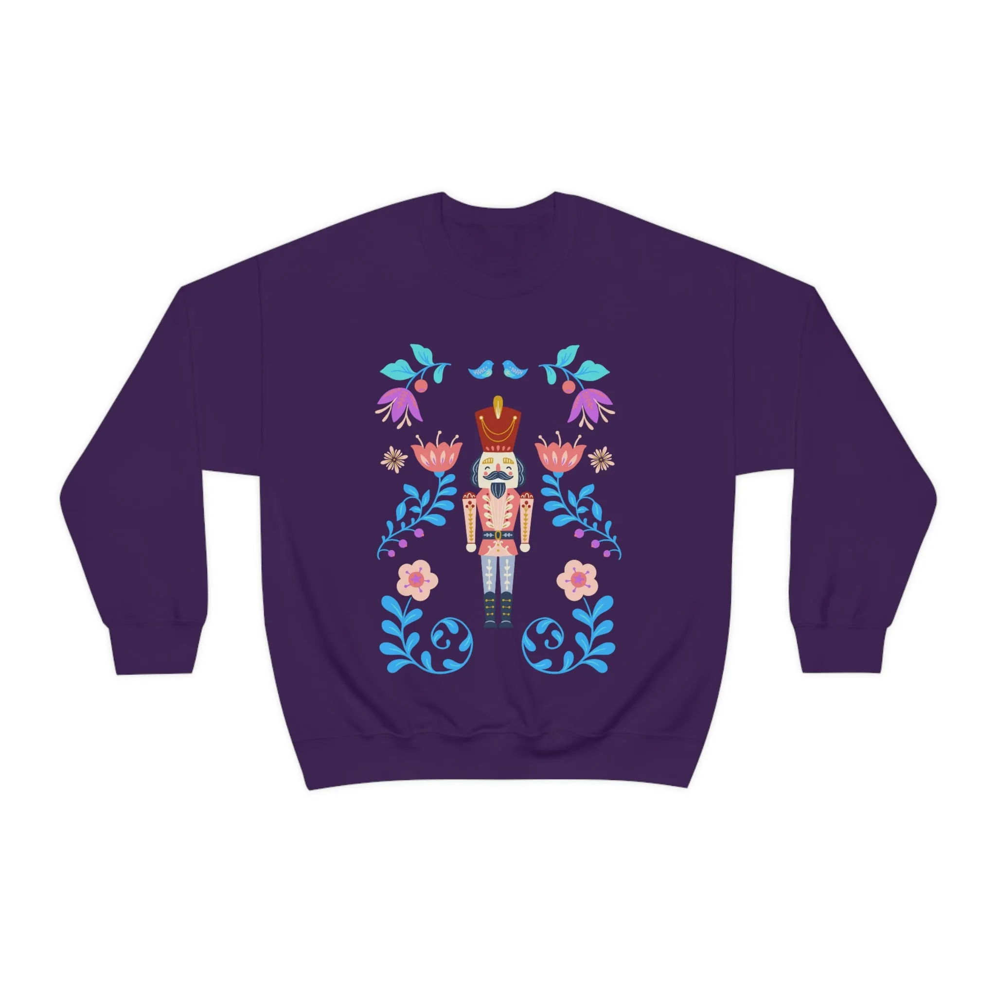 Nutcracker Modern Sweatshirt, Blue Nutcracker Sweatshirt, Trendy Christmas Minimalist  Sweatshirt, Xmas Crewneck Bright Color Crew