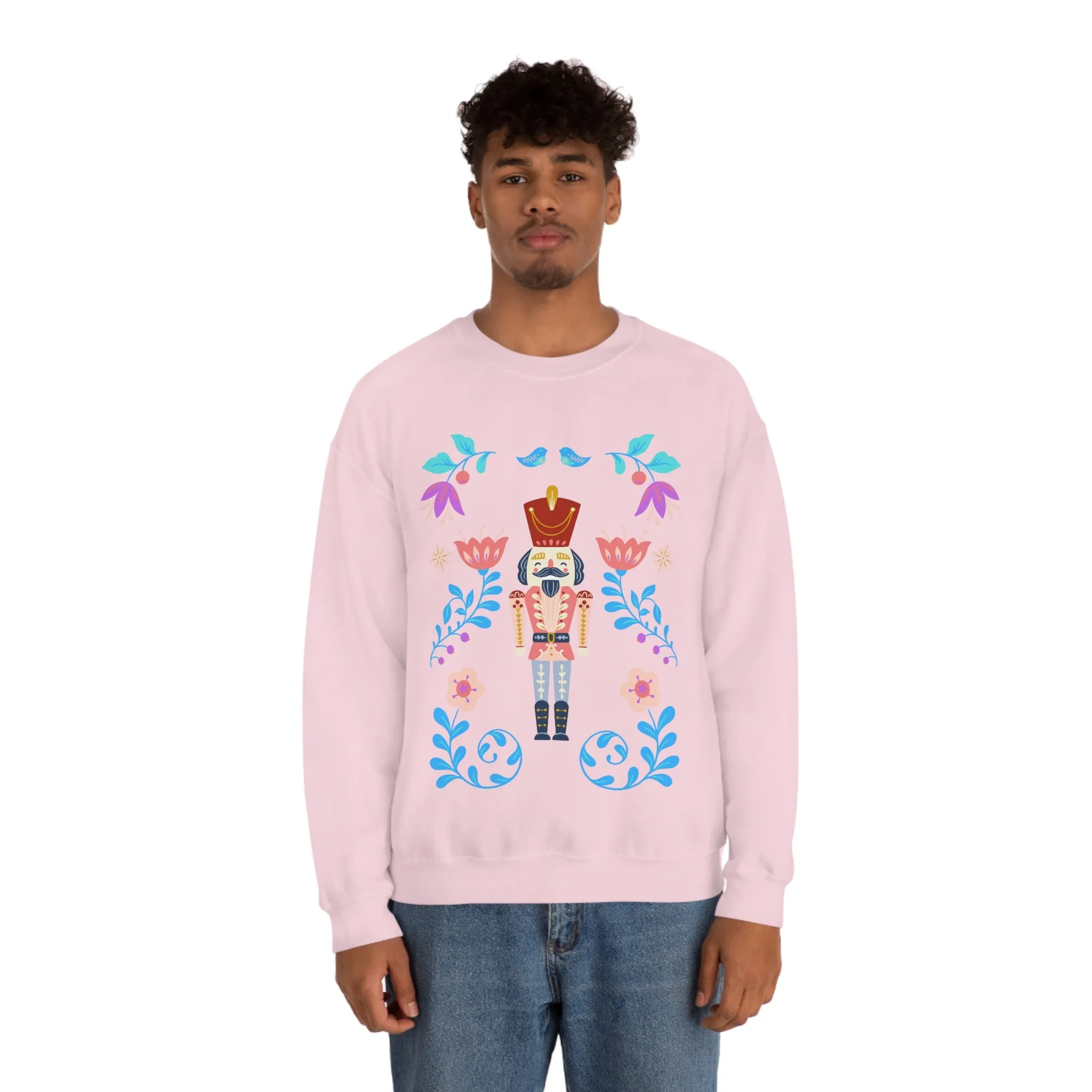 Nutcracker Modern Sweatshirt, Blue Nutcracker Sweatshirt, Trendy Christmas Minimalist  Sweatshirt, Xmas Crewneck Bright Color Crew