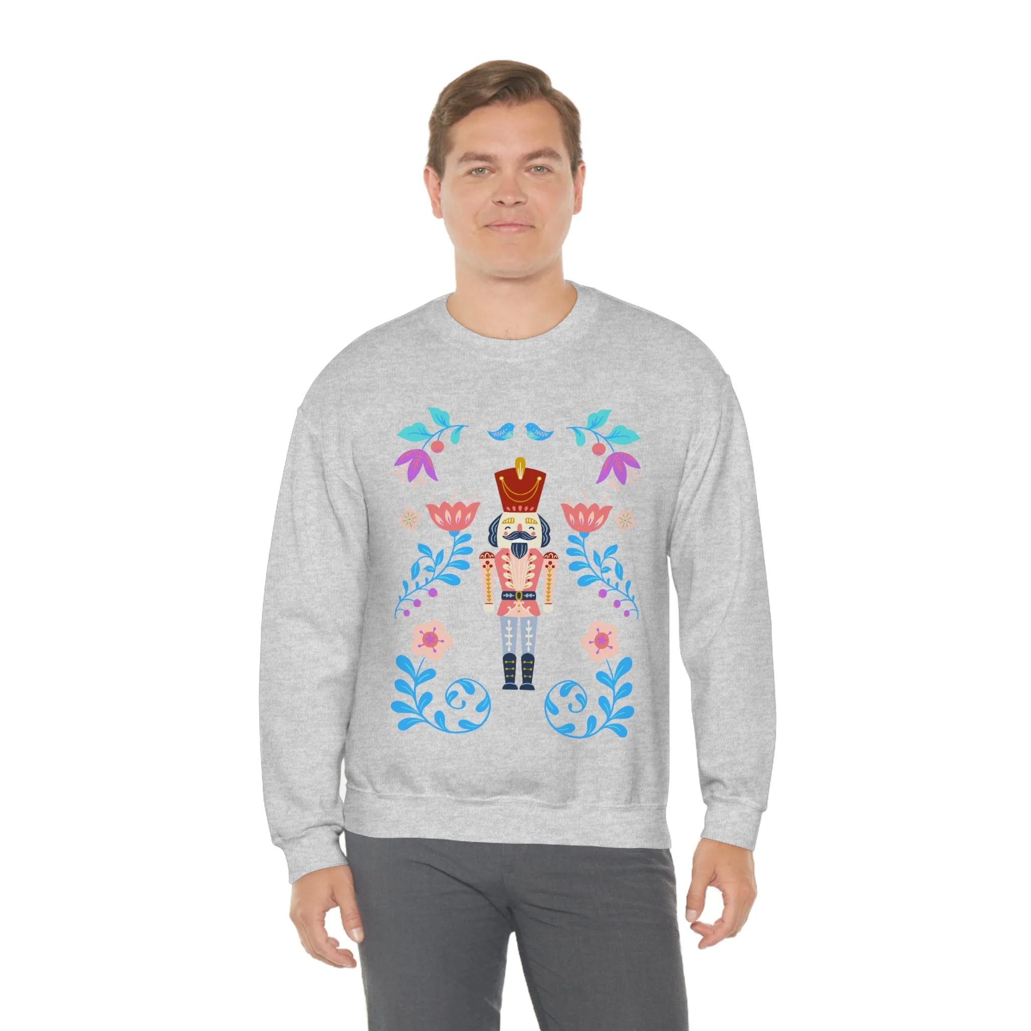 Nutcracker Modern Sweatshirt, Blue Nutcracker Sweatshirt, Trendy Christmas Minimalist  Sweatshirt, Xmas Crewneck Bright Color Crew