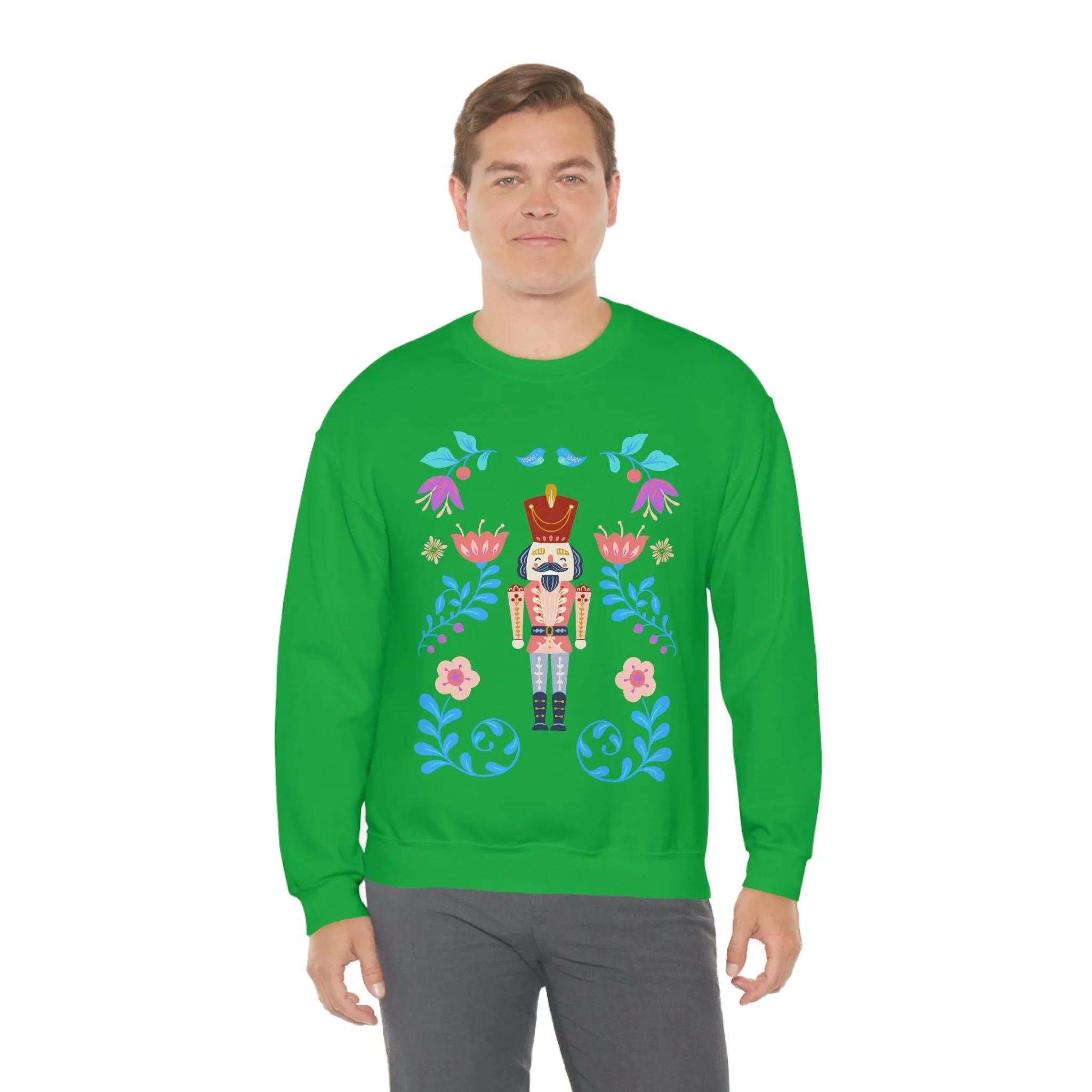 Nutcracker Modern Sweatshirt, Blue Nutcracker Sweatshirt, Trendy Christmas Minimalist  Sweatshirt, Xmas Crewneck Bright Color Crew