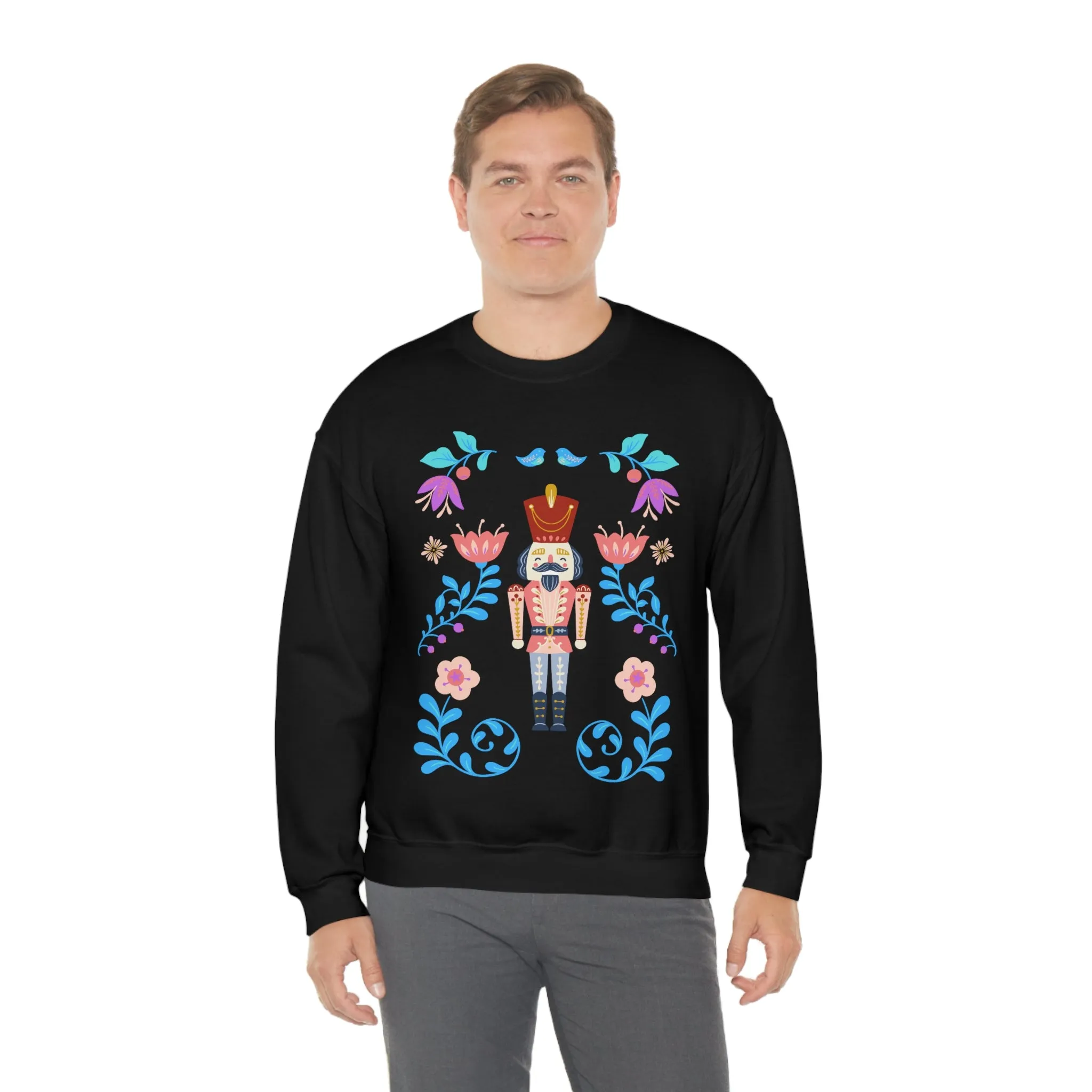 Nutcracker Modern Sweatshirt, Blue Nutcracker Sweatshirt, Trendy Christmas Minimalist  Sweatshirt, Xmas Crewneck Bright Color Crew