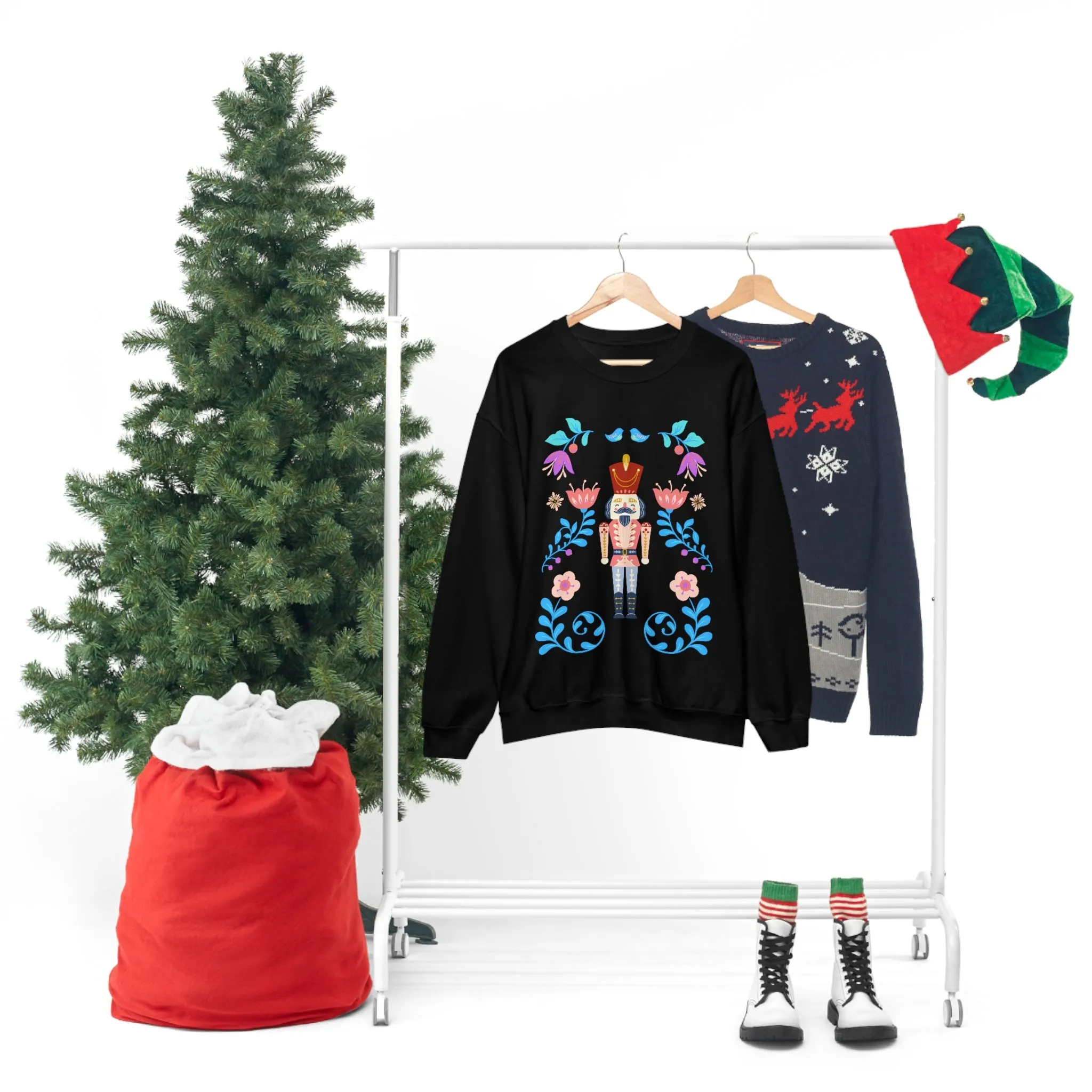 Nutcracker Modern Sweatshirt, Blue Nutcracker Sweatshirt, Trendy Christmas Minimalist  Sweatshirt, Xmas Crewneck Bright Color Crew