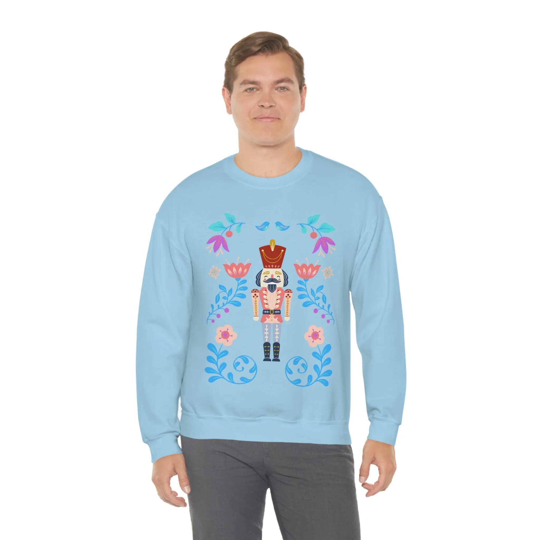 Nutcracker Modern Sweatshirt, Blue Nutcracker Sweatshirt, Trendy Christmas Minimalist  Sweatshirt, Xmas Crewneck Bright Color Crew