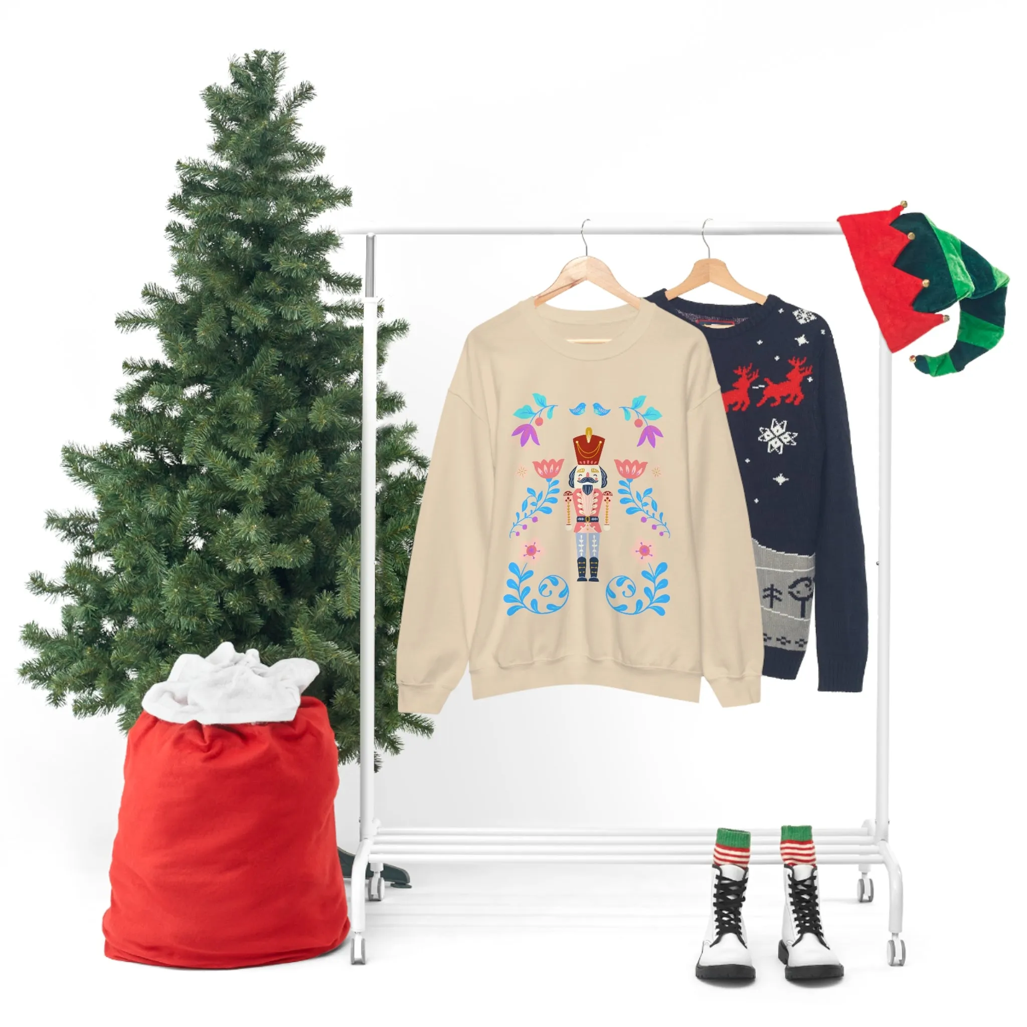 Nutcracker Modern Sweatshirt, Blue Nutcracker Sweatshirt, Trendy Christmas Minimalist  Sweatshirt, Xmas Crewneck Bright Color Crew