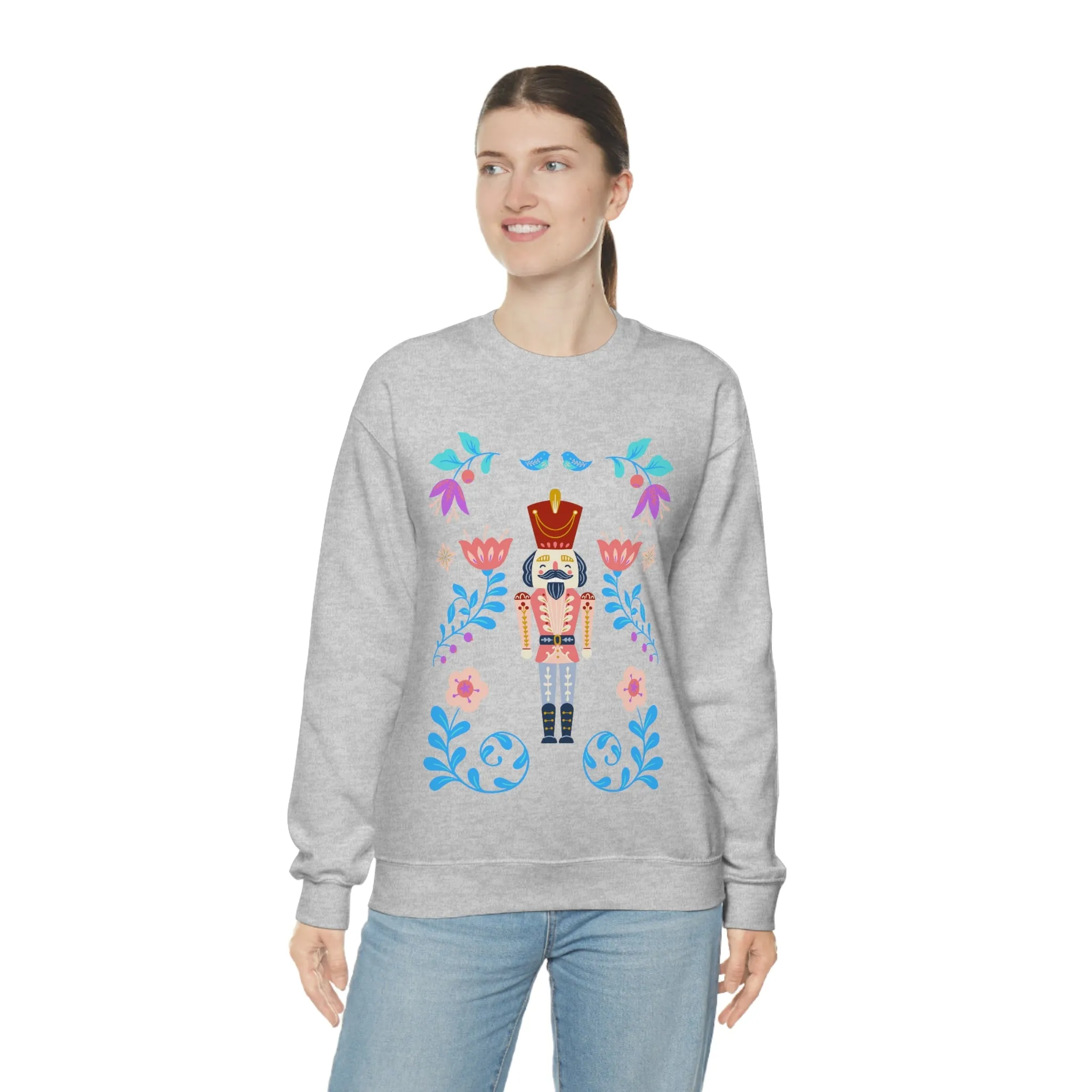 Nutcracker Modern Sweatshirt, Blue Nutcracker Sweatshirt, Trendy Christmas Minimalist  Sweatshirt, Xmas Crewneck Bright Color Crew