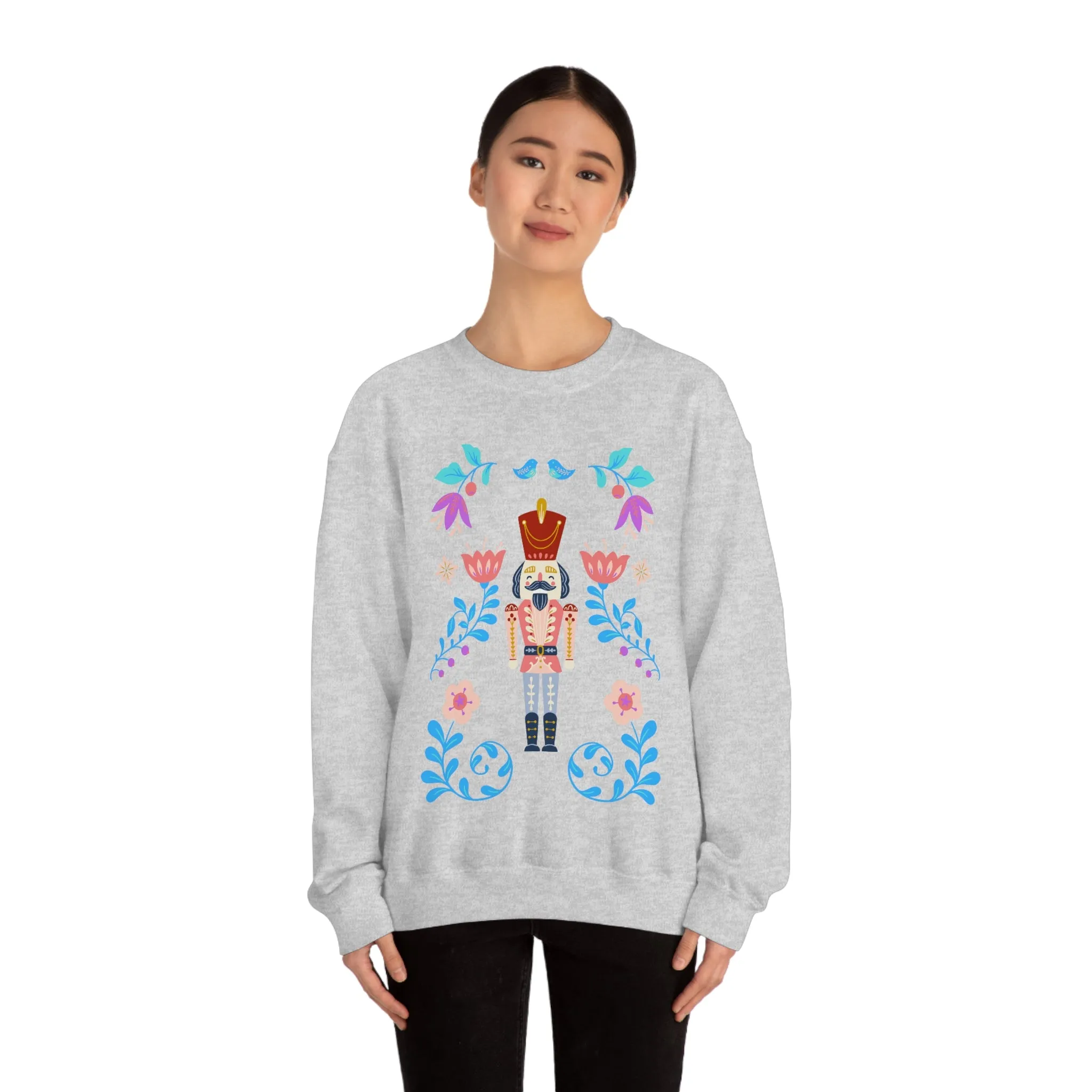 Nutcracker Modern Sweatshirt, Blue Nutcracker Sweatshirt, Trendy Christmas Minimalist  Sweatshirt, Xmas Crewneck Bright Color Crew