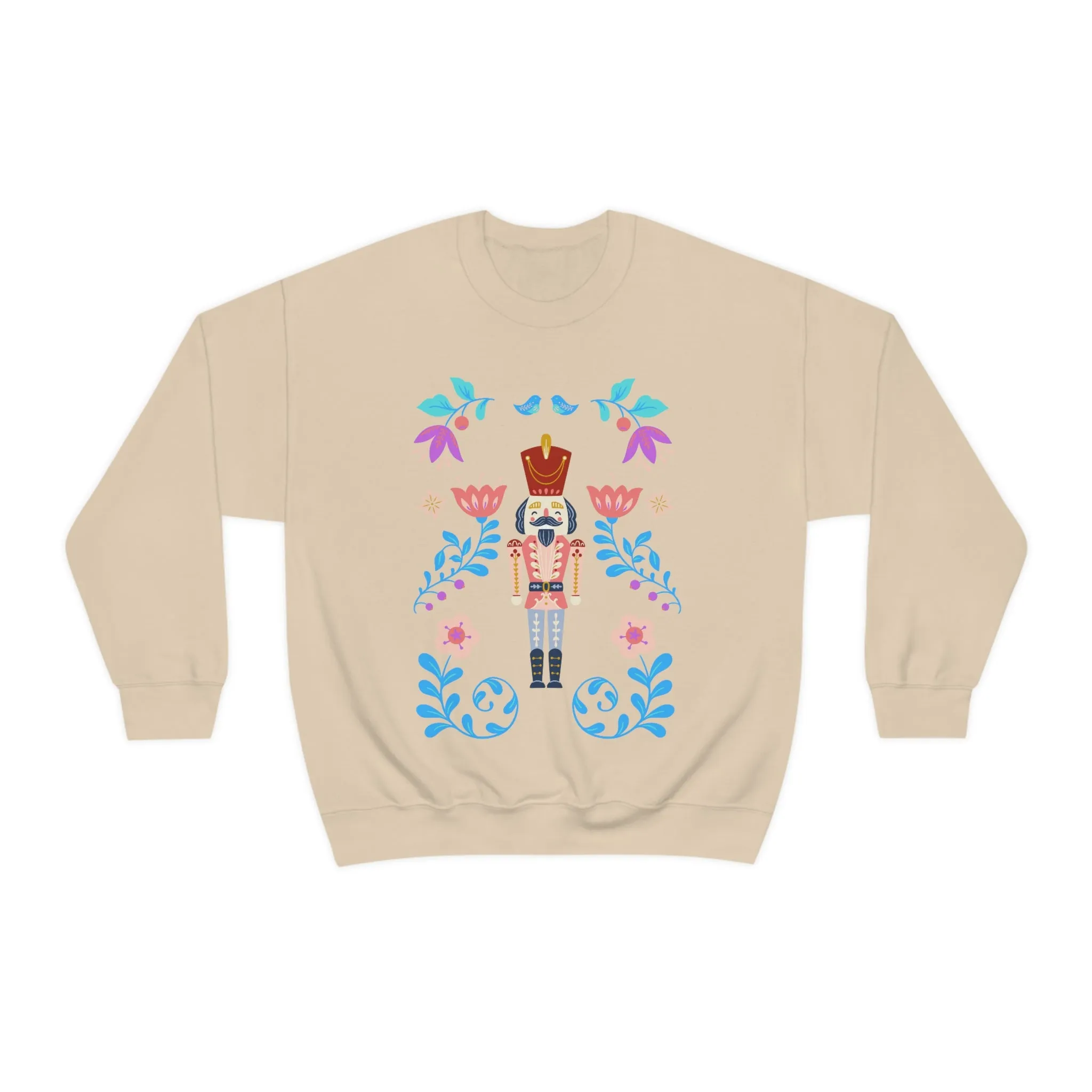 Nutcracker Modern Sweatshirt, Blue Nutcracker Sweatshirt, Trendy Christmas Minimalist  Sweatshirt, Xmas Crewneck Bright Color Crew