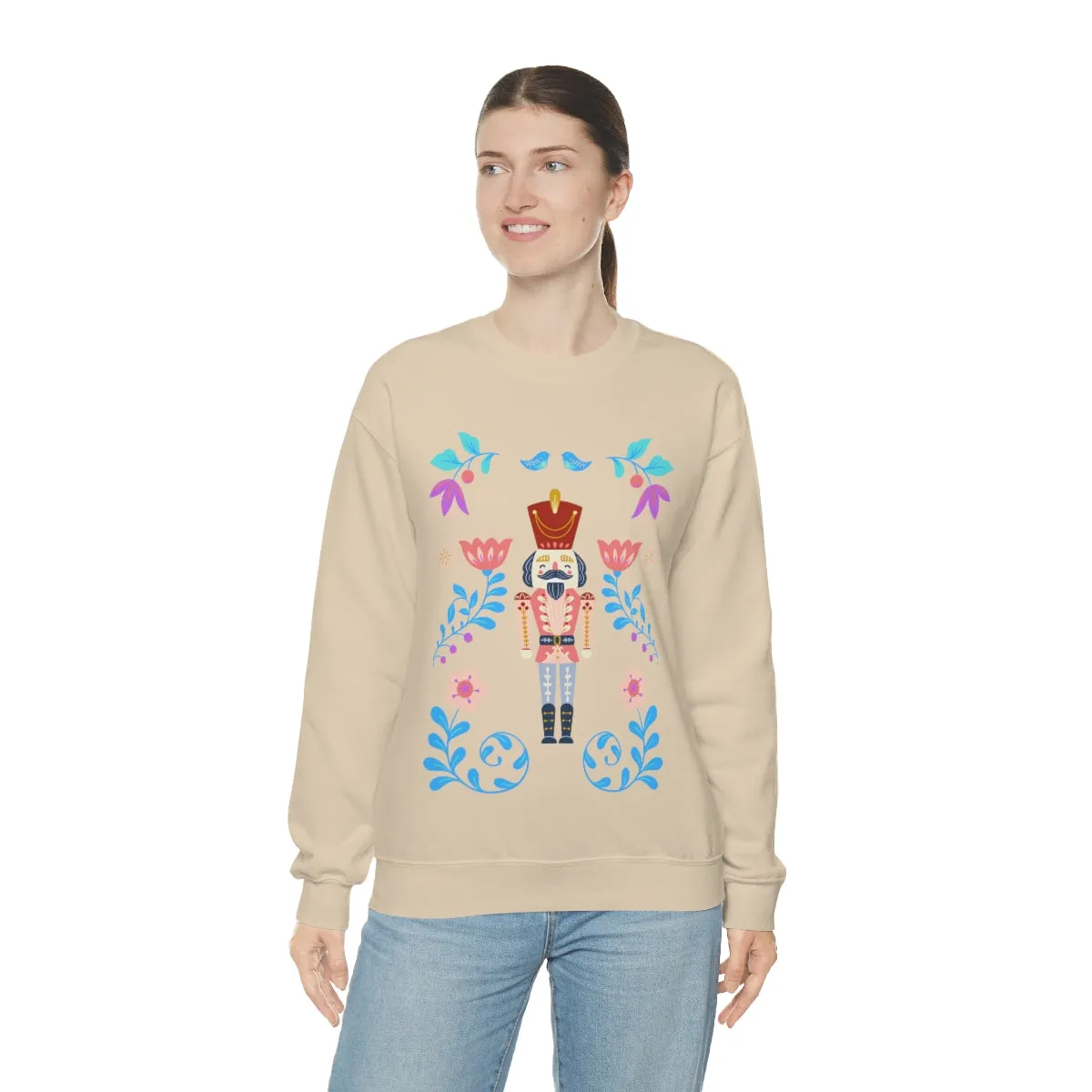 Nutcracker Modern Sweatshirt, Blue Nutcracker Sweatshirt, Trendy Christmas Minimalist  Sweatshirt, Xmas Crewneck Bright Color Crewneck