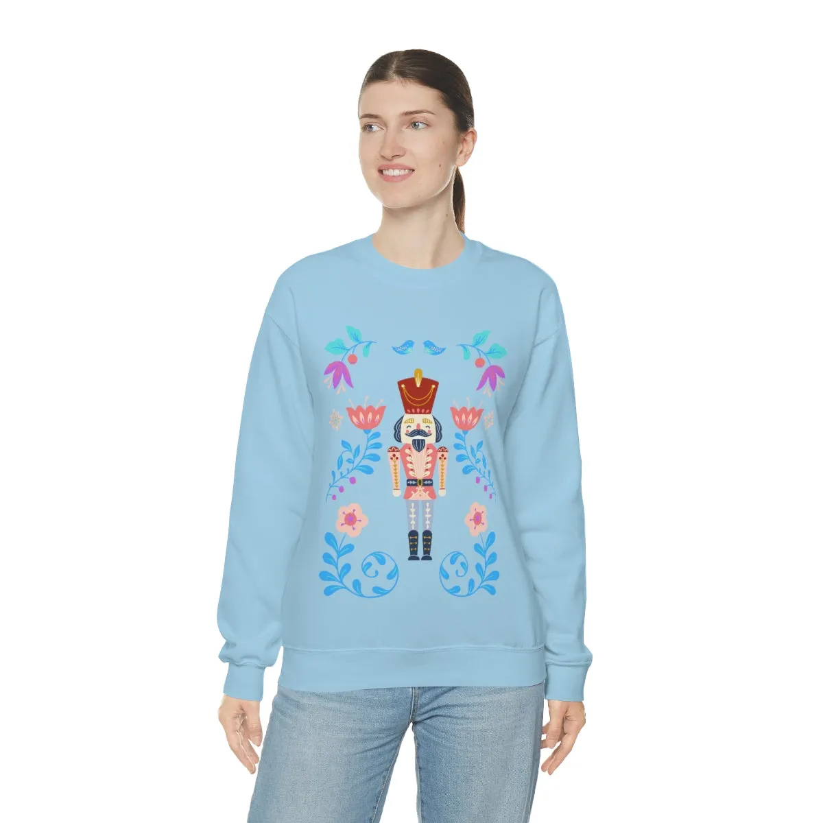 Nutcracker Modern Sweatshirt, Blue Nutcracker Sweatshirt, Trendy Christmas Minimalist  Sweatshirt, Xmas Crewneck Bright Color Crewneck