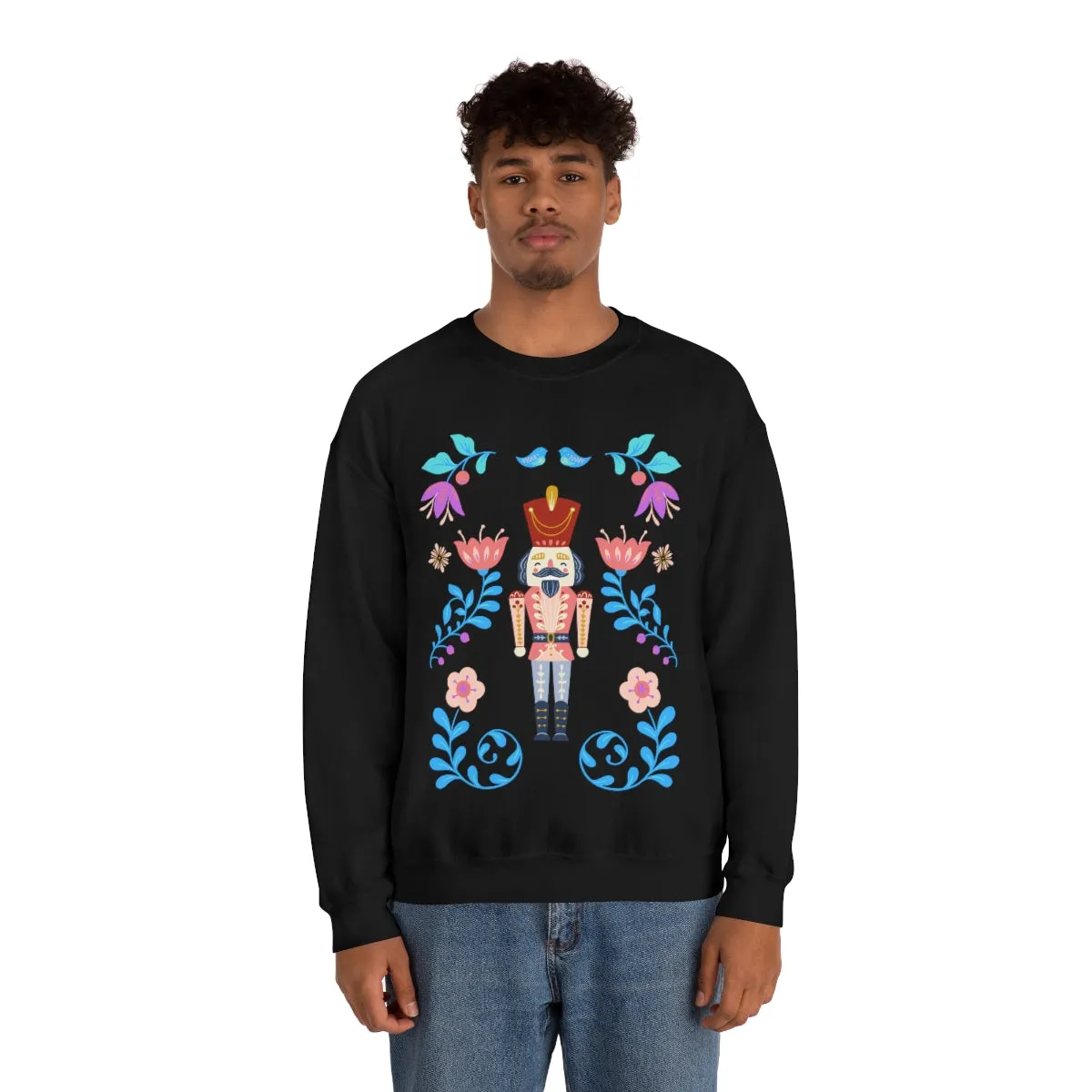 Nutcracker Modern Sweatshirt, Blue Nutcracker Sweatshirt, Trendy Christmas Minimalist  Sweatshirt, Xmas Crewneck Bright Color Crewneck