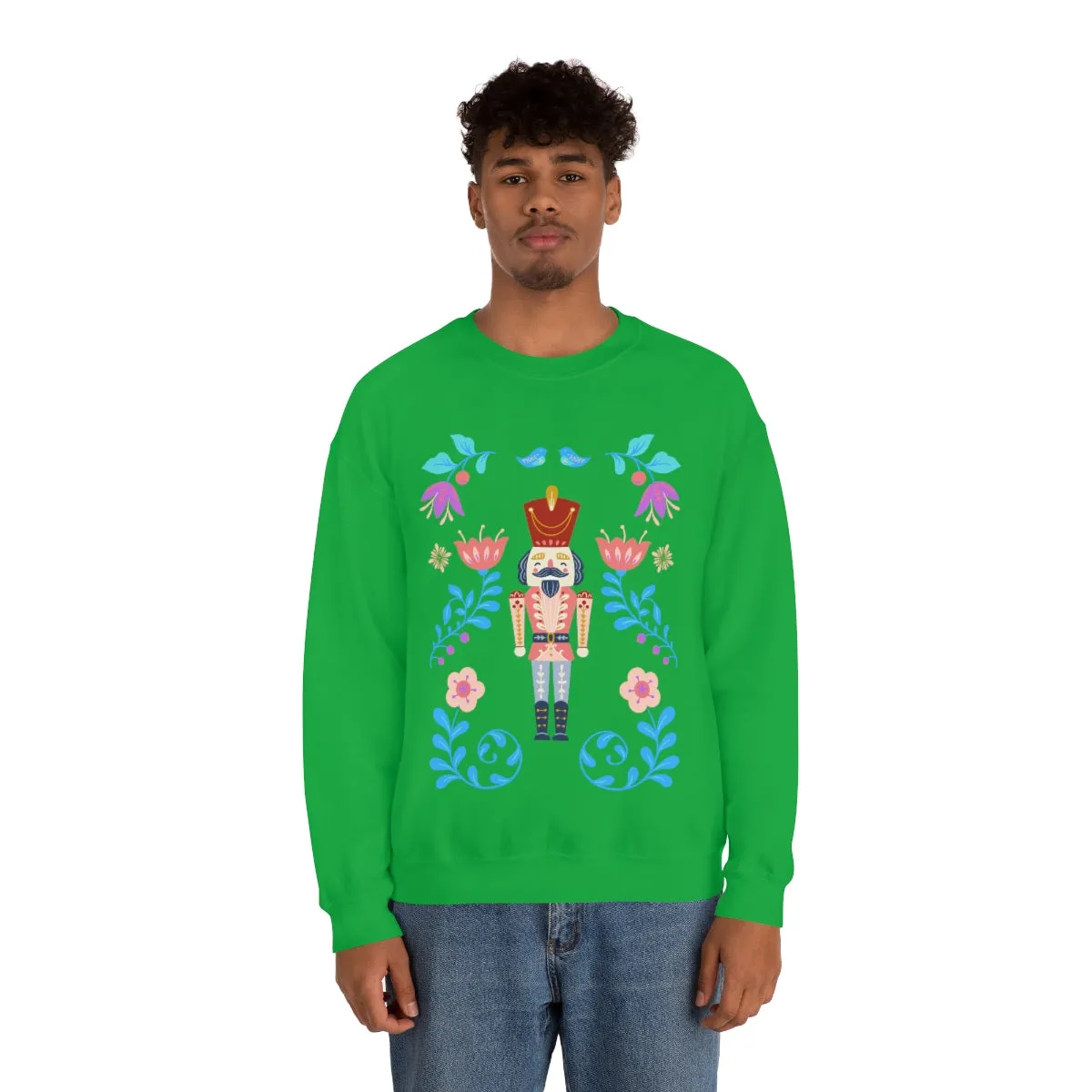 Nutcracker Modern Sweatshirt, Blue Nutcracker Sweatshirt, Trendy Christmas Minimalist  Sweatshirt, Xmas Crewneck Bright Color Crewneck