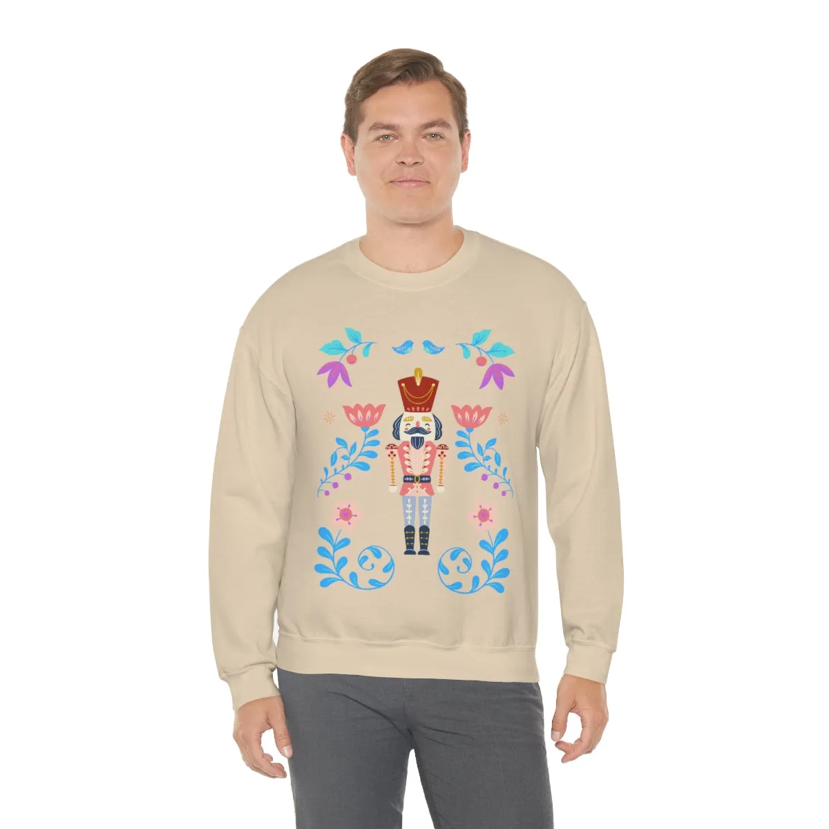 Nutcracker Modern Sweatshirt, Blue Nutcracker Sweatshirt, Trendy Christmas Minimalist  Sweatshirt, Xmas Crewneck Bright Color Crewneck