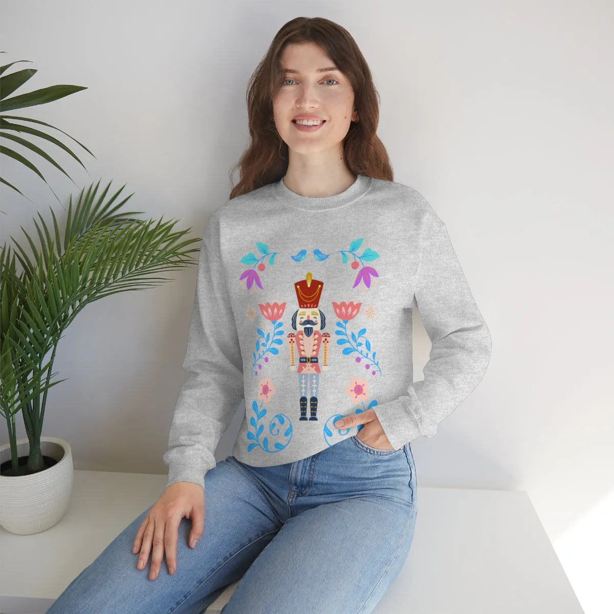 Nutcracker Modern Sweatshirt, Blue Nutcracker Sweatshirt, Trendy Christmas Minimalist  Sweatshirt, Xmas Crewneck Bright Color Crewneck