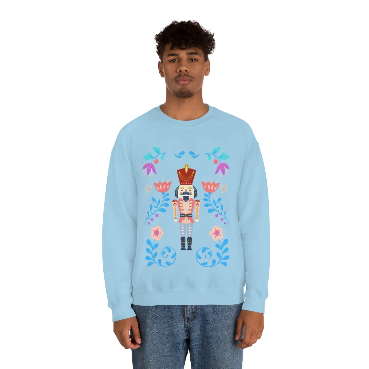 Nutcracker Modern Sweatshirt, Blue Nutcracker Sweatshirt, Trendy Christmas Minimalist  Sweatshirt, Xmas Crewneck Bright Color Crewneck