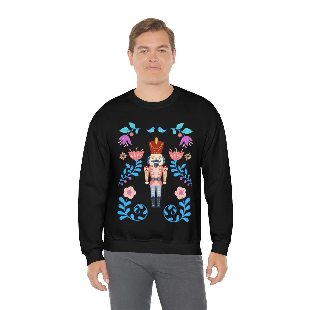 Nutcracker Modern Sweatshirt, Blue Nutcracker Sweatshirt, Trendy Christmas Minimalist  Sweatshirt, Xmas Crewneck Bright Color Crewneck