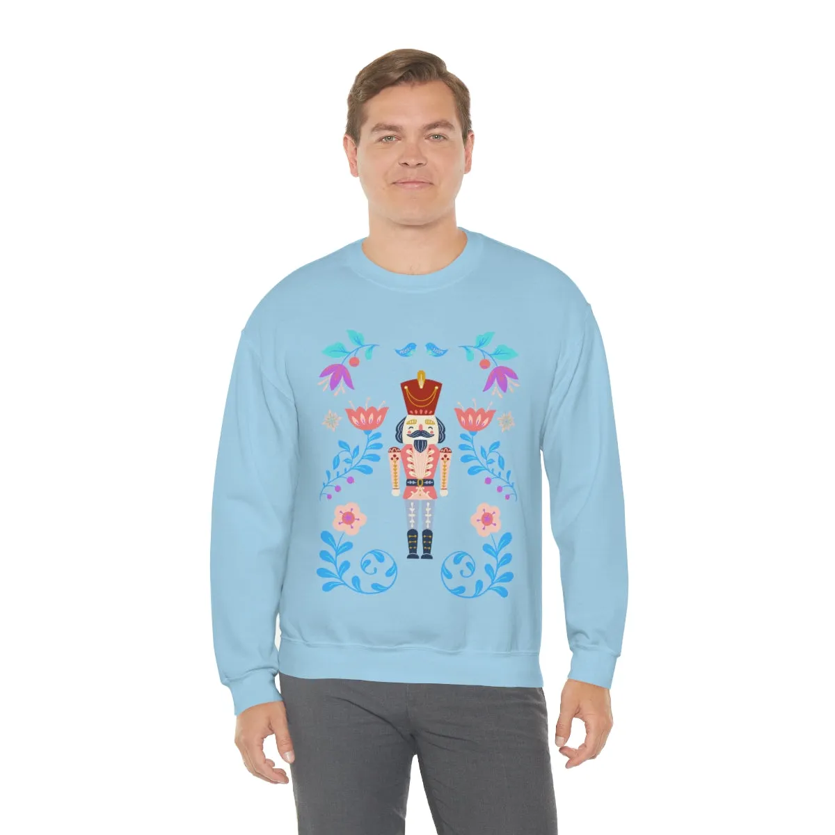 Nutcracker Modern Sweatshirt, Blue Nutcracker Sweatshirt, Trendy Christmas Minimalist  Sweatshirt, Xmas Crewneck Bright Color Crewneck