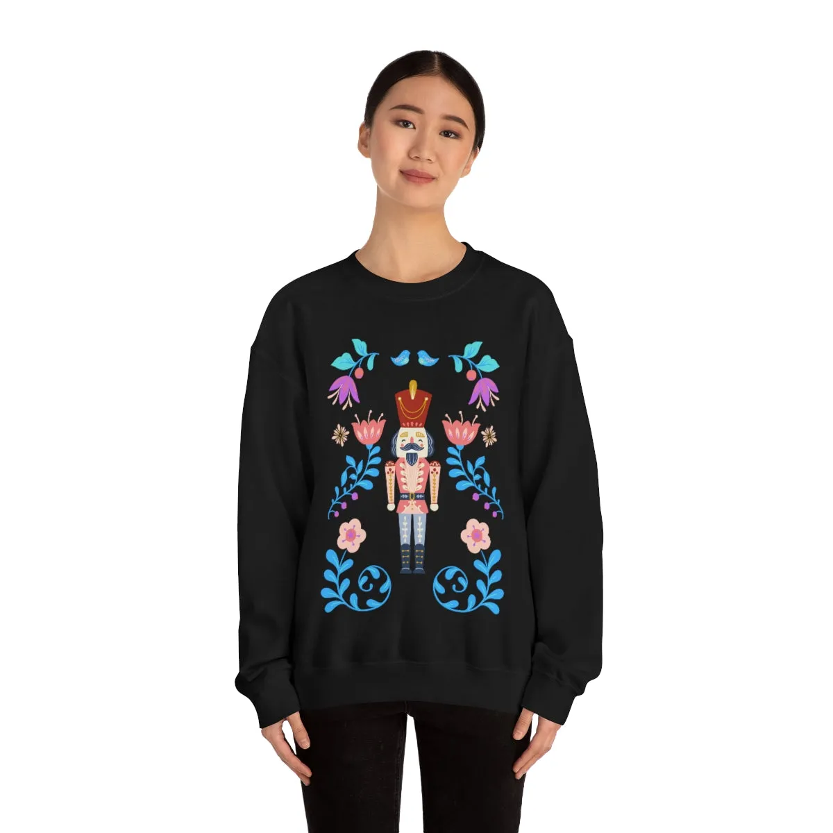 Nutcracker Modern Sweatshirt, Blue Nutcracker Sweatshirt, Trendy Christmas Minimalist  Sweatshirt, Xmas Crewneck Bright Color Crewneck