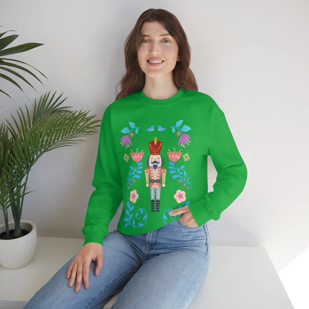 Nutcracker Modern Sweatshirt, Blue Nutcracker Sweatshirt, Trendy Christmas Minimalist  Sweatshirt, Xmas Crewneck Bright Color Crewneck