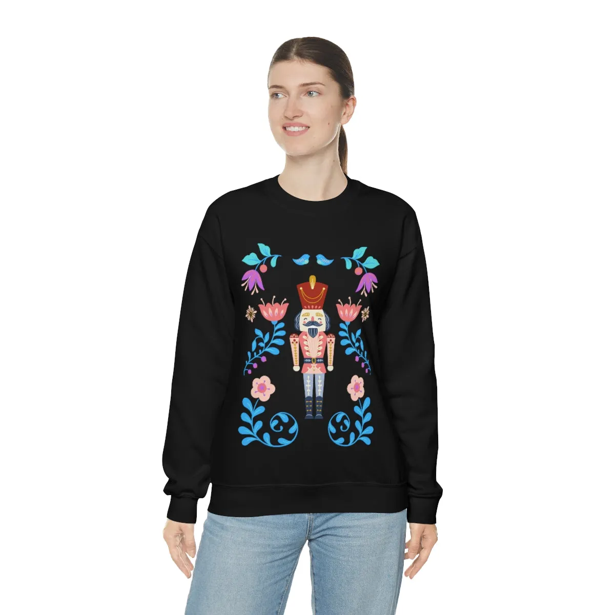 Nutcracker Modern Sweatshirt, Blue Nutcracker Sweatshirt, Trendy Christmas Minimalist  Sweatshirt, Xmas Crewneck Bright Color Crewneck
