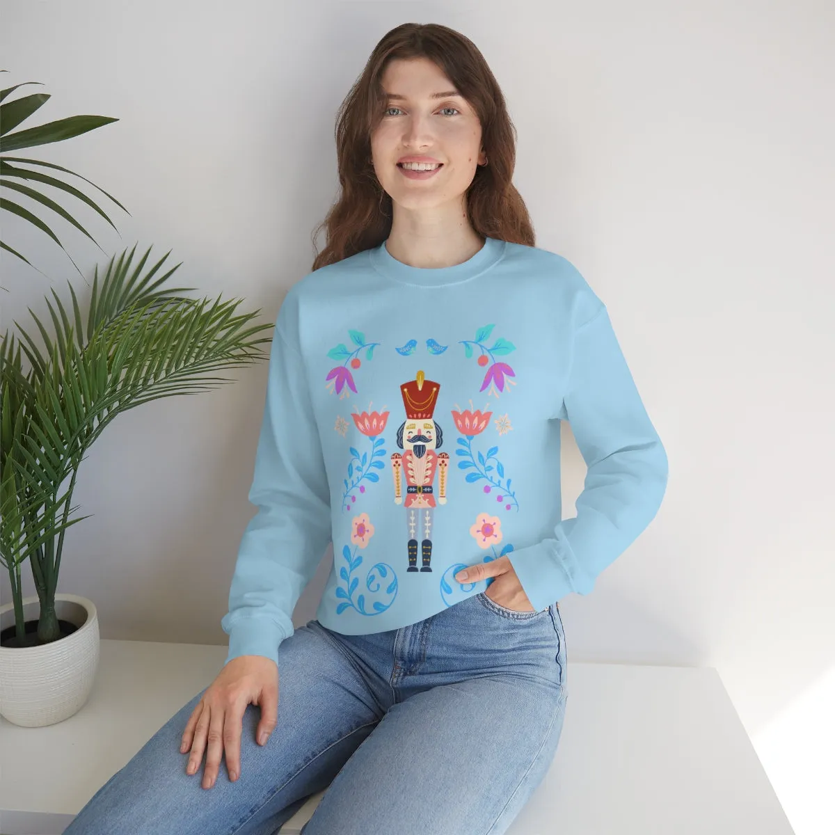Nutcracker Modern Sweatshirt, Blue Nutcracker Sweatshirt, Trendy Christmas Minimalist  Sweatshirt, Xmas Crewneck Bright Color Crewneck