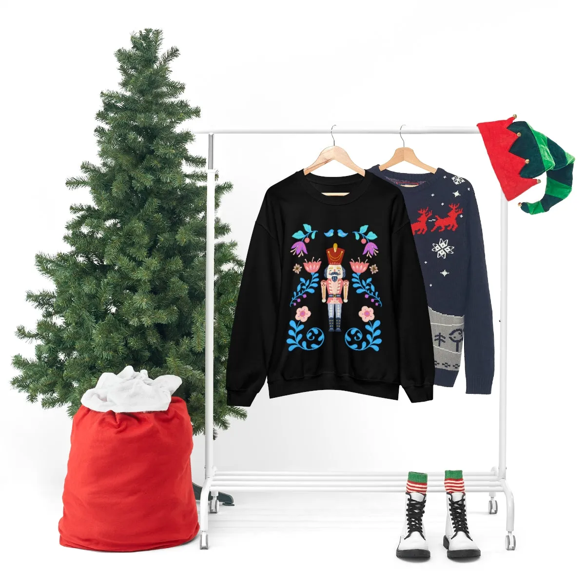 Nutcracker Modern Sweatshirt, Blue Nutcracker Sweatshirt, Trendy Christmas Minimalist  Sweatshirt, Xmas Crewneck Bright Color Crewneck