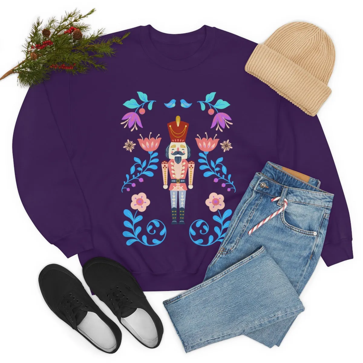 Nutcracker Modern Sweatshirt, Blue Nutcracker Sweatshirt, Trendy Christmas Minimalist  Sweatshirt, Xmas Crewneck Bright Color Crewneck