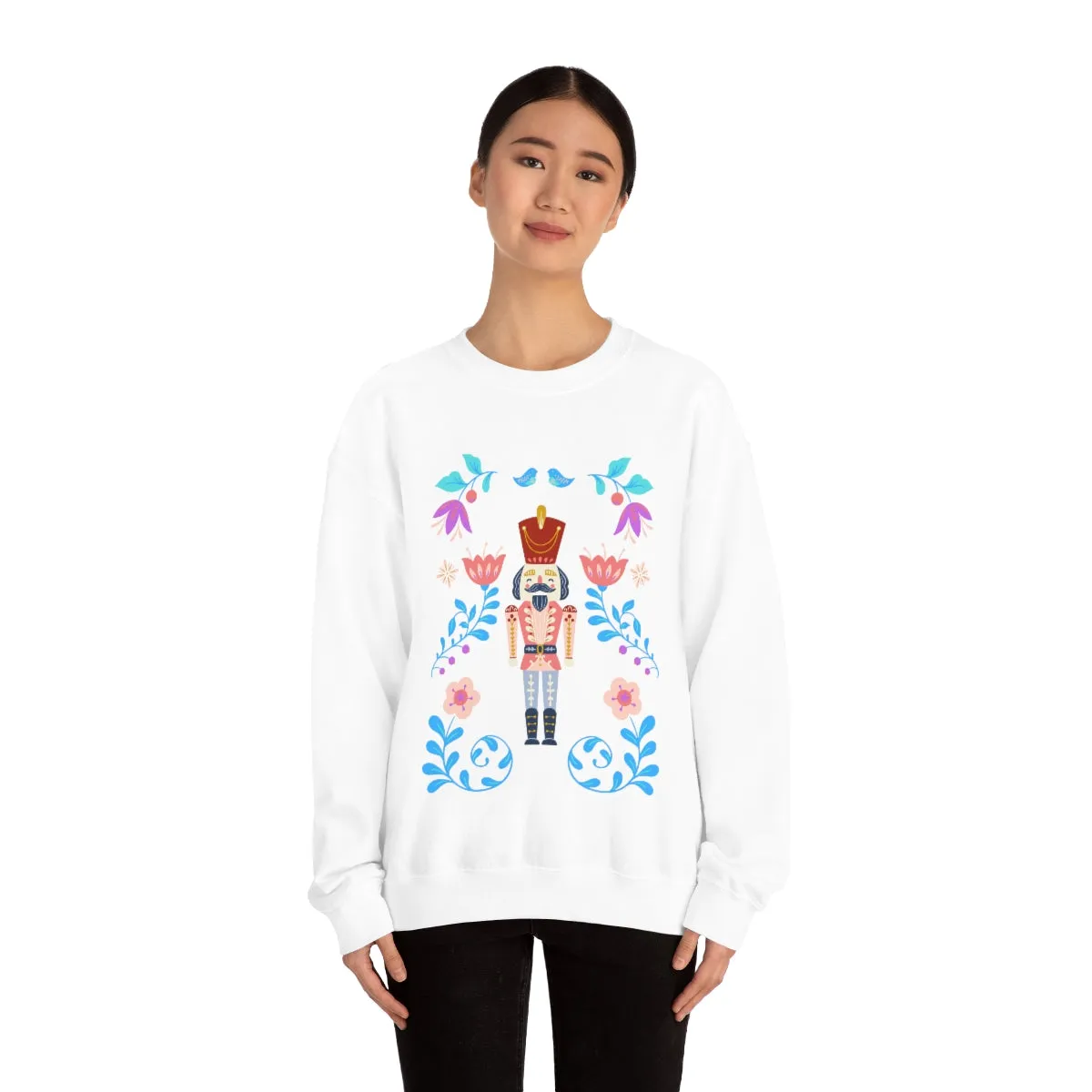 Nutcracker Modern Sweatshirt, Blue Nutcracker Sweatshirt, Trendy Christmas Minimalist  Sweatshirt, Xmas Crewneck Bright Color Crewneck