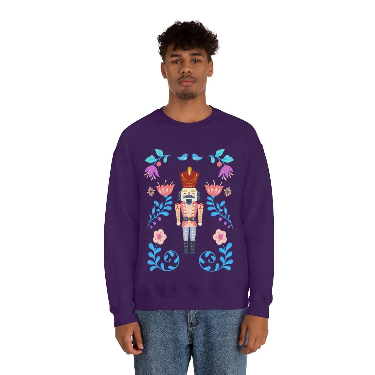 Nutcracker Modern Sweatshirt, Blue Nutcracker Sweatshirt, Trendy Christmas Minimalist  Sweatshirt, Xmas Crewneck Bright Color Crewneck