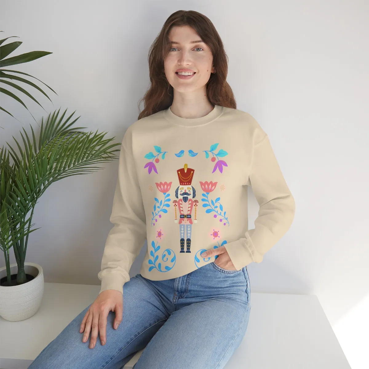 Nutcracker Modern Sweatshirt, Blue Nutcracker Sweatshirt, Trendy Christmas Minimalist  Sweatshirt, Xmas Crewneck Bright Color Crewneck