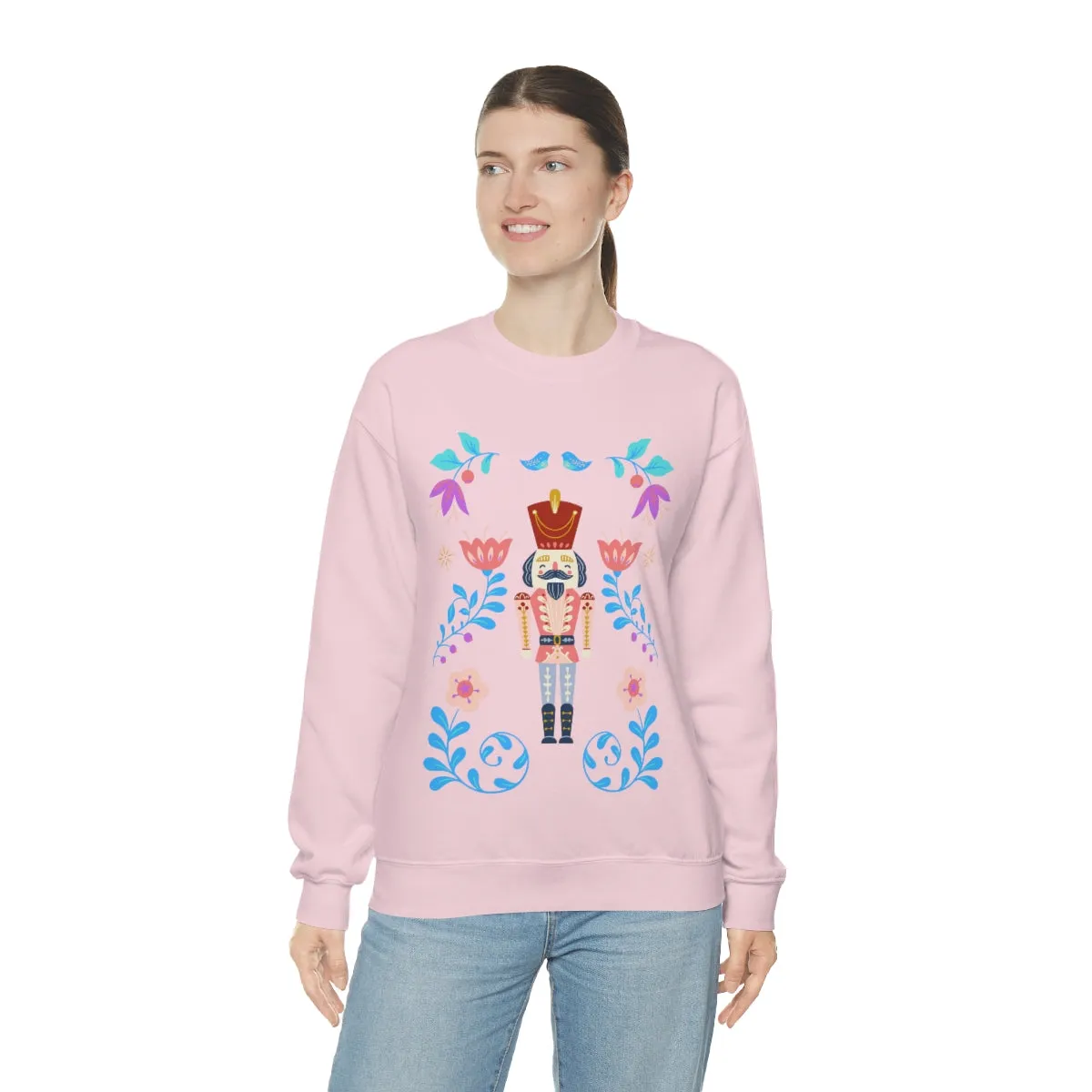 Nutcracker Modern Sweatshirt, Blue Nutcracker Sweatshirt, Trendy Christmas Minimalist  Sweatshirt, Xmas Crewneck Bright Color Crewneck