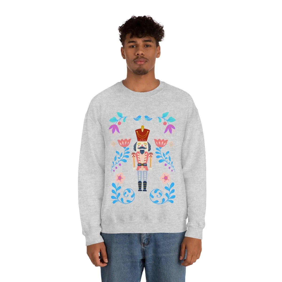 Nutcracker Modern Sweatshirt, Blue Nutcracker Sweatshirt, Trendy Christmas Minimalist  Sweatshirt, Xmas Crewneck Bright Color Crewneck