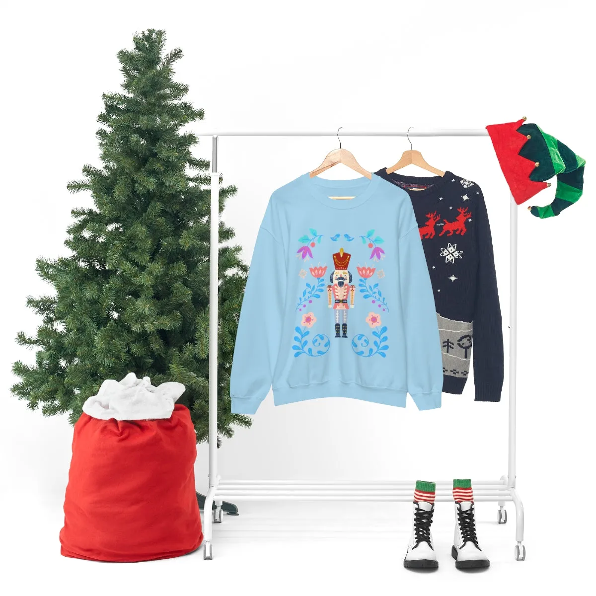 Nutcracker Modern Sweatshirt, Blue Nutcracker Sweatshirt, Trendy Christmas Minimalist  Sweatshirt, Xmas Crewneck Bright Color Crewneck