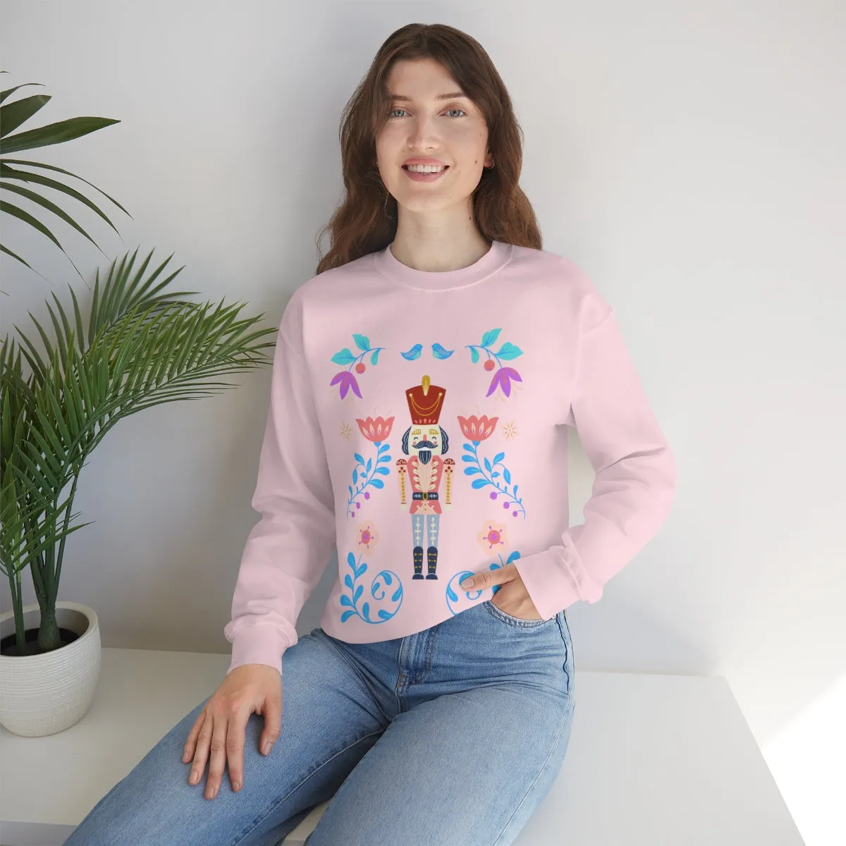 Nutcracker Modern Sweatshirt, Blue Nutcracker Sweatshirt, Trendy Christmas Minimalist  Sweatshirt, Xmas Crewneck Bright Color Crewneck