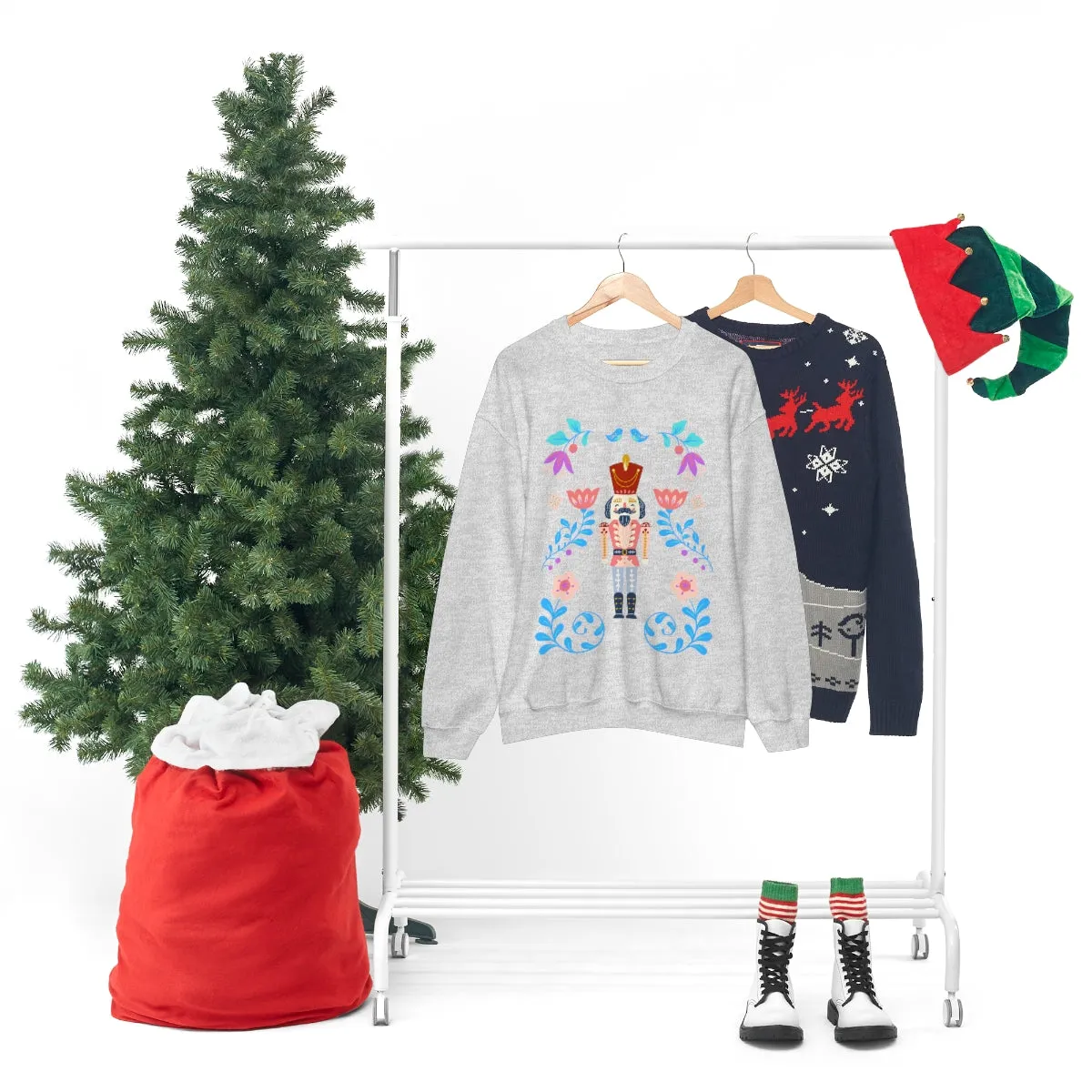 Nutcracker Modern Sweatshirt, Blue Nutcracker Sweatshirt, Trendy Christmas Minimalist  Sweatshirt, Xmas Crewneck Bright Color Crewneck