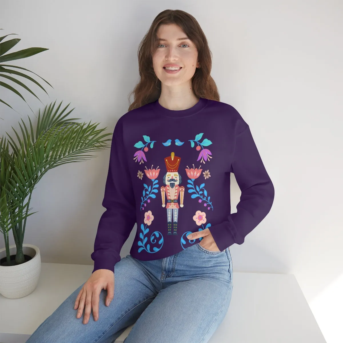 Nutcracker Modern Sweatshirt, Blue Nutcracker Sweatshirt, Trendy Christmas Minimalist  Sweatshirt, Xmas Crewneck Bright Color Crewneck