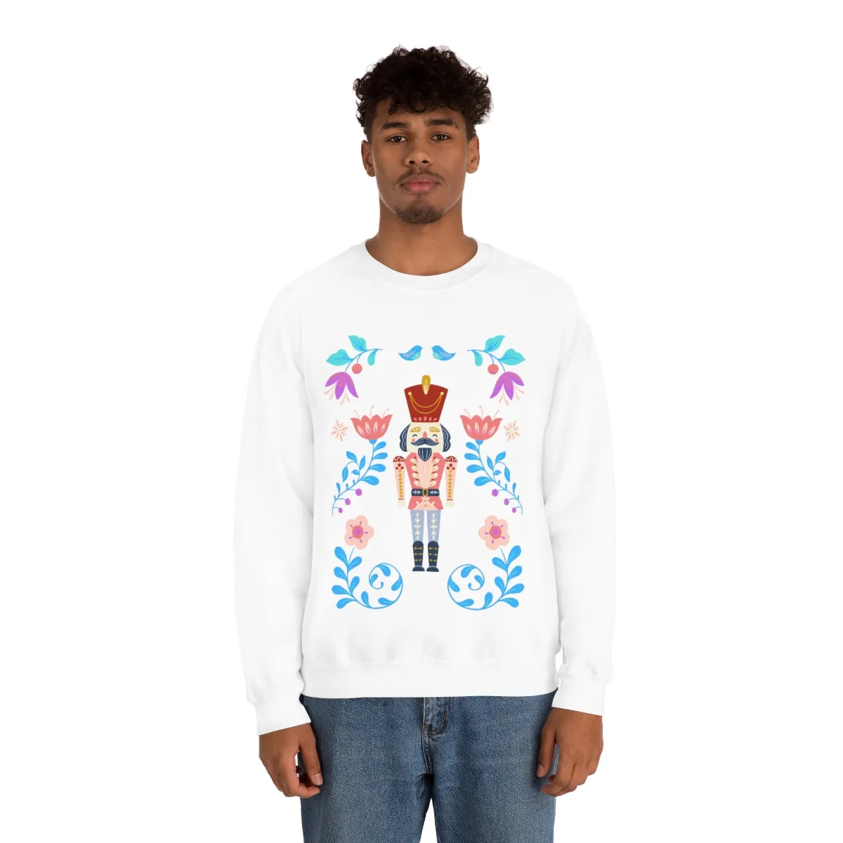 Nutcracker Modern Sweatshirt, Blue Nutcracker Sweatshirt, Trendy Christmas Minimalist  Sweatshirt, Xmas Crewneck Bright Color Crewneck